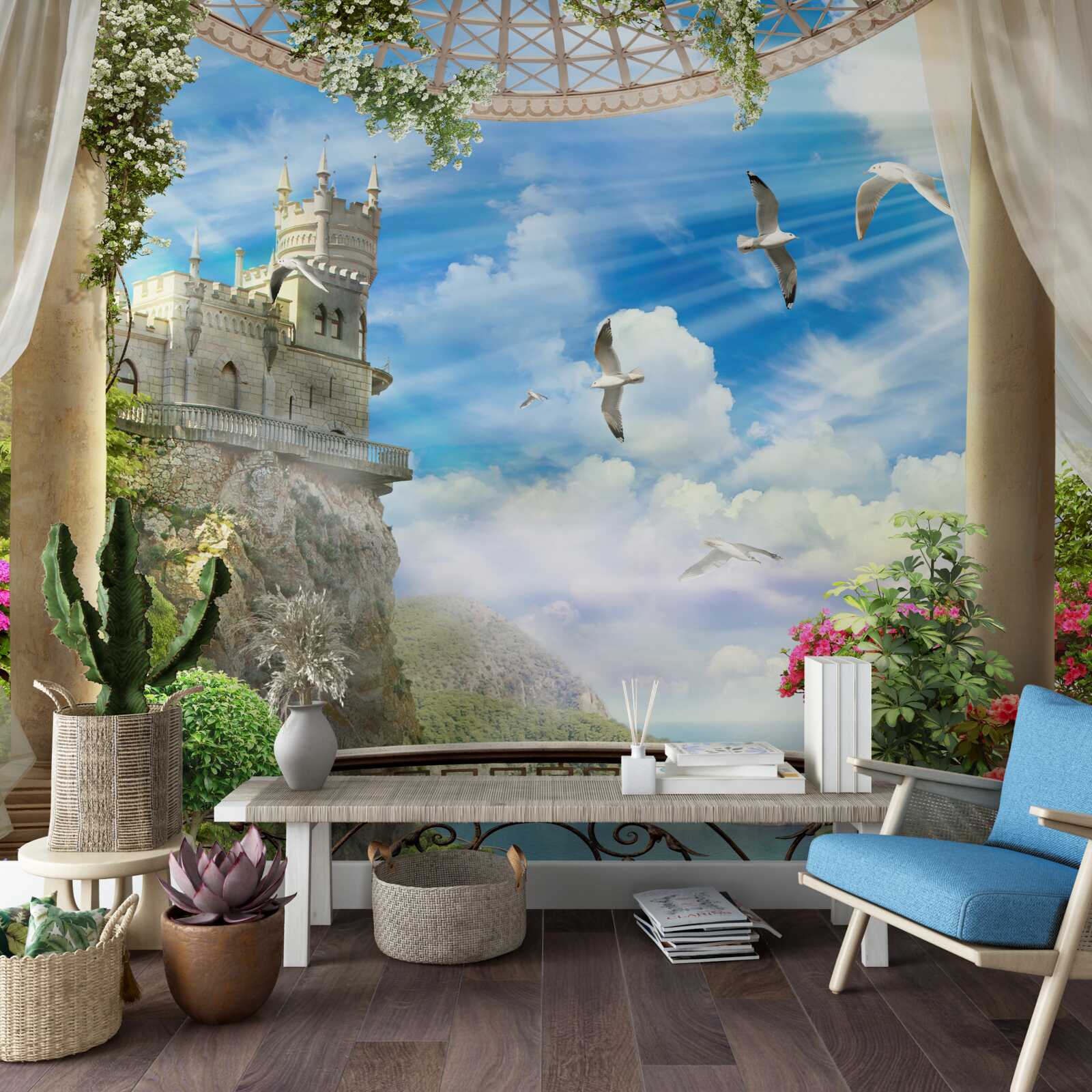 Fototapeta terasa s výhľadom na lastovičie útočisko