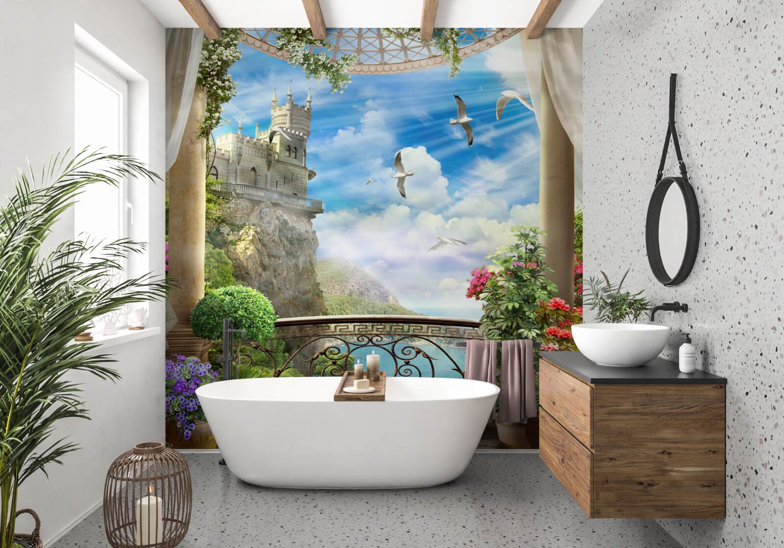 Fototapeta terasa s výhľadom na lastovičie útočisko