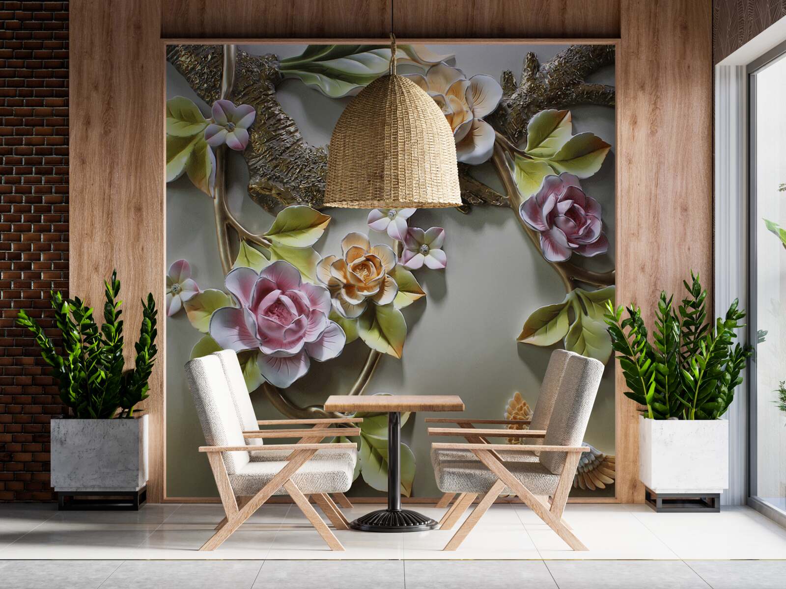 Fototapeta lotosové kvety v odtieňoch žltej a bielofialovej a vtáčik