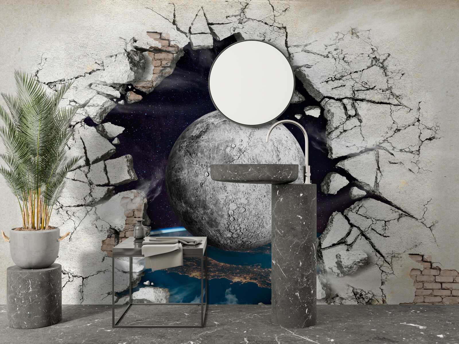 Fototapeta Stena je zničená v mesačnom svetle