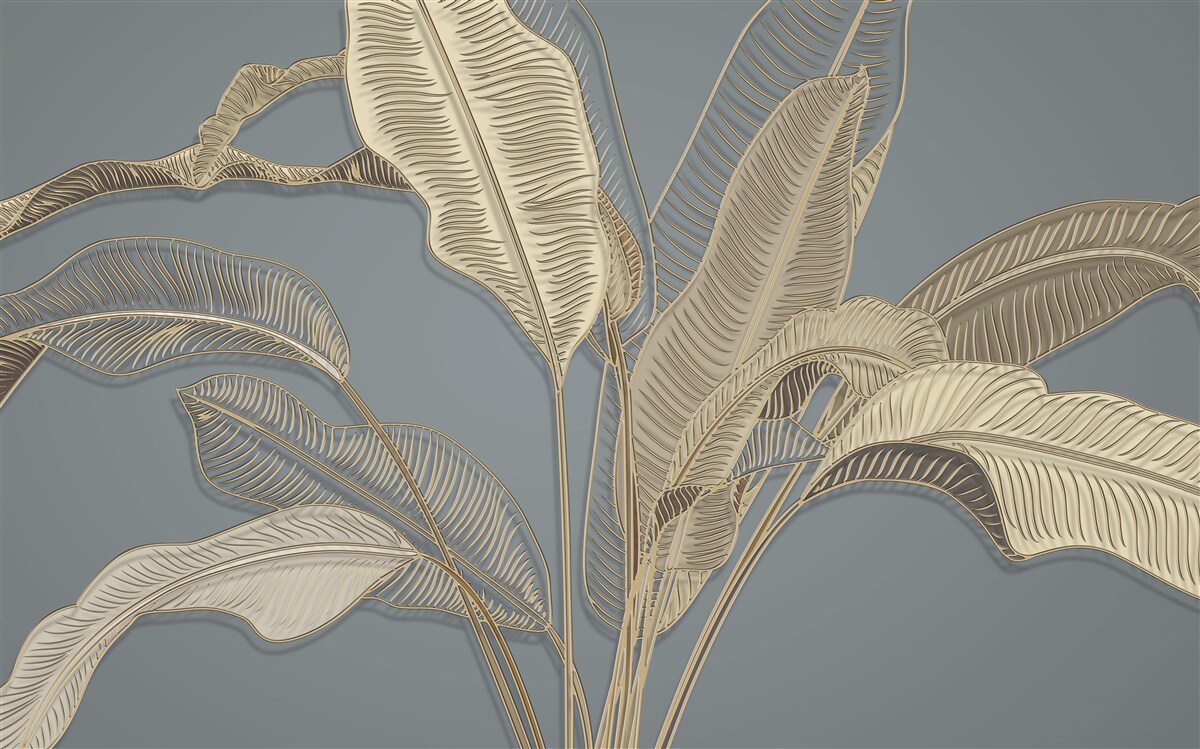 Fototapeta listy zlatého peria sa jasne lesknú na tmavom pozadí