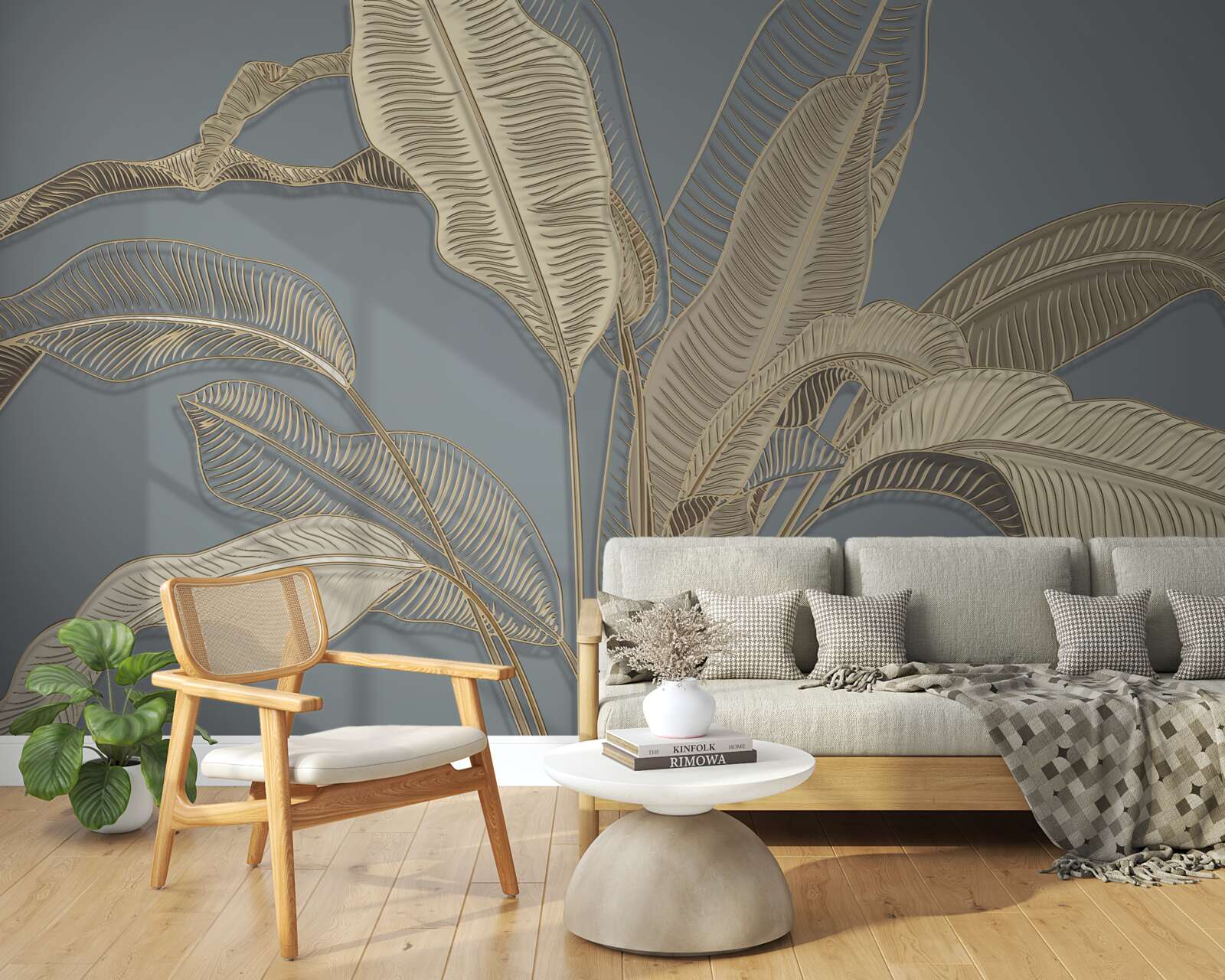 Fototapeta listy zlatého peria sa jasne lesknú na tmavom pozadí