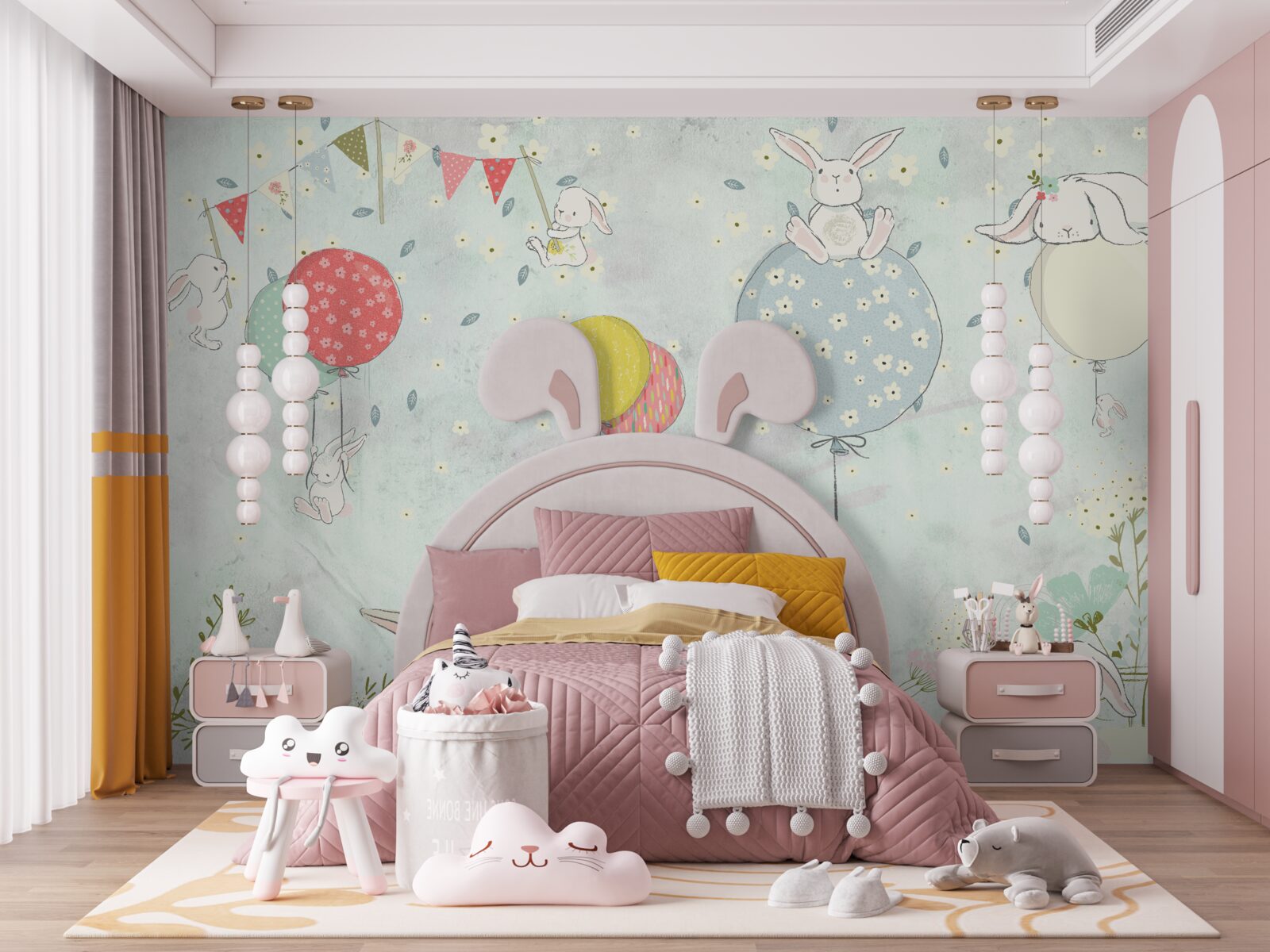 Fototapeta zajačikov v bielych guličkách