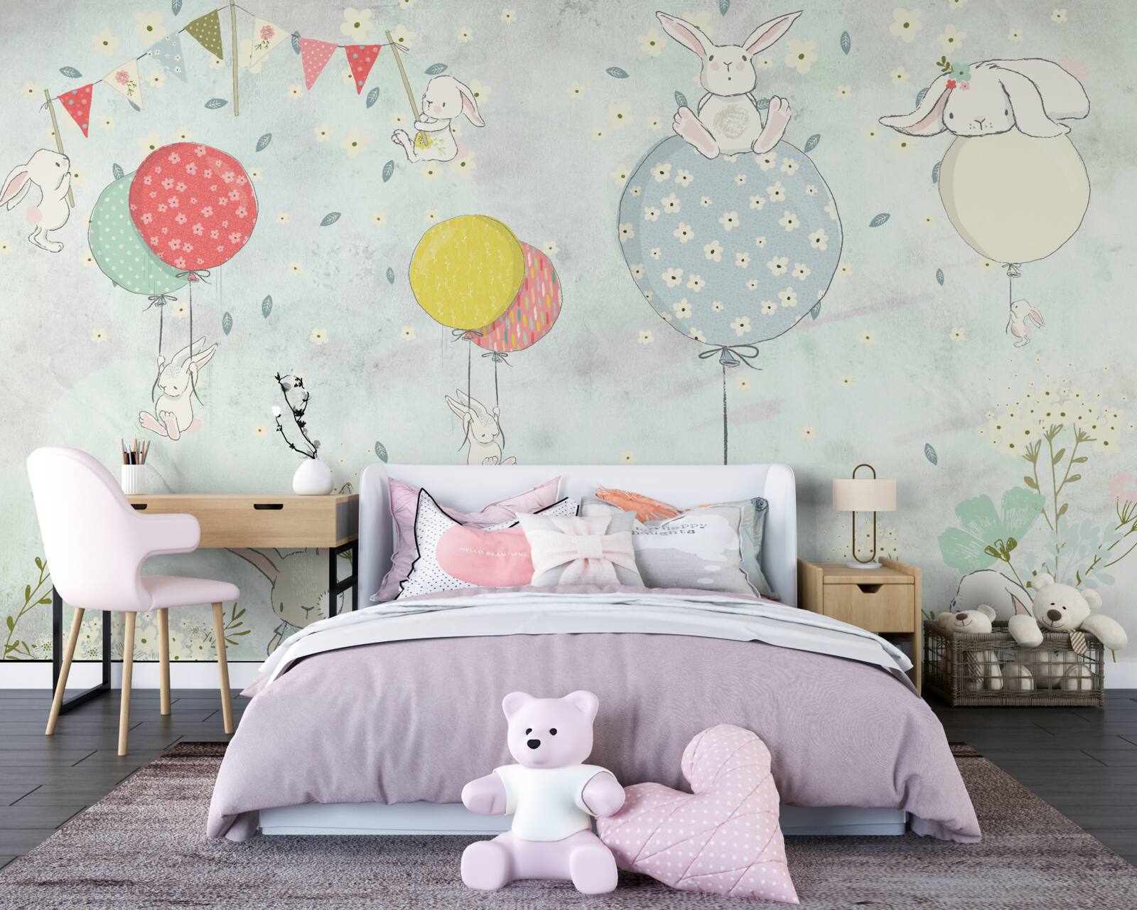 Fototapeta zajačikov v bielych guličkách