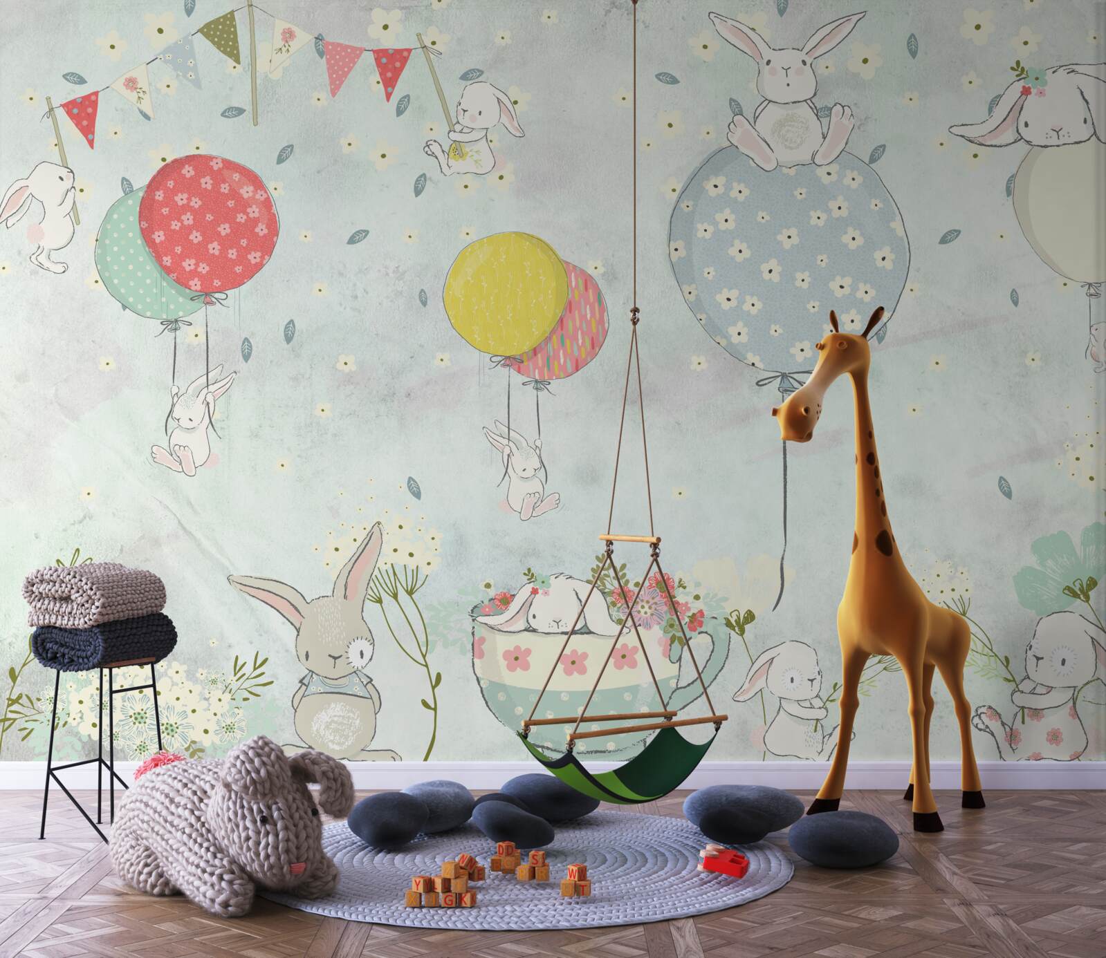 Fototapeta zajačikov v bielych guličkách