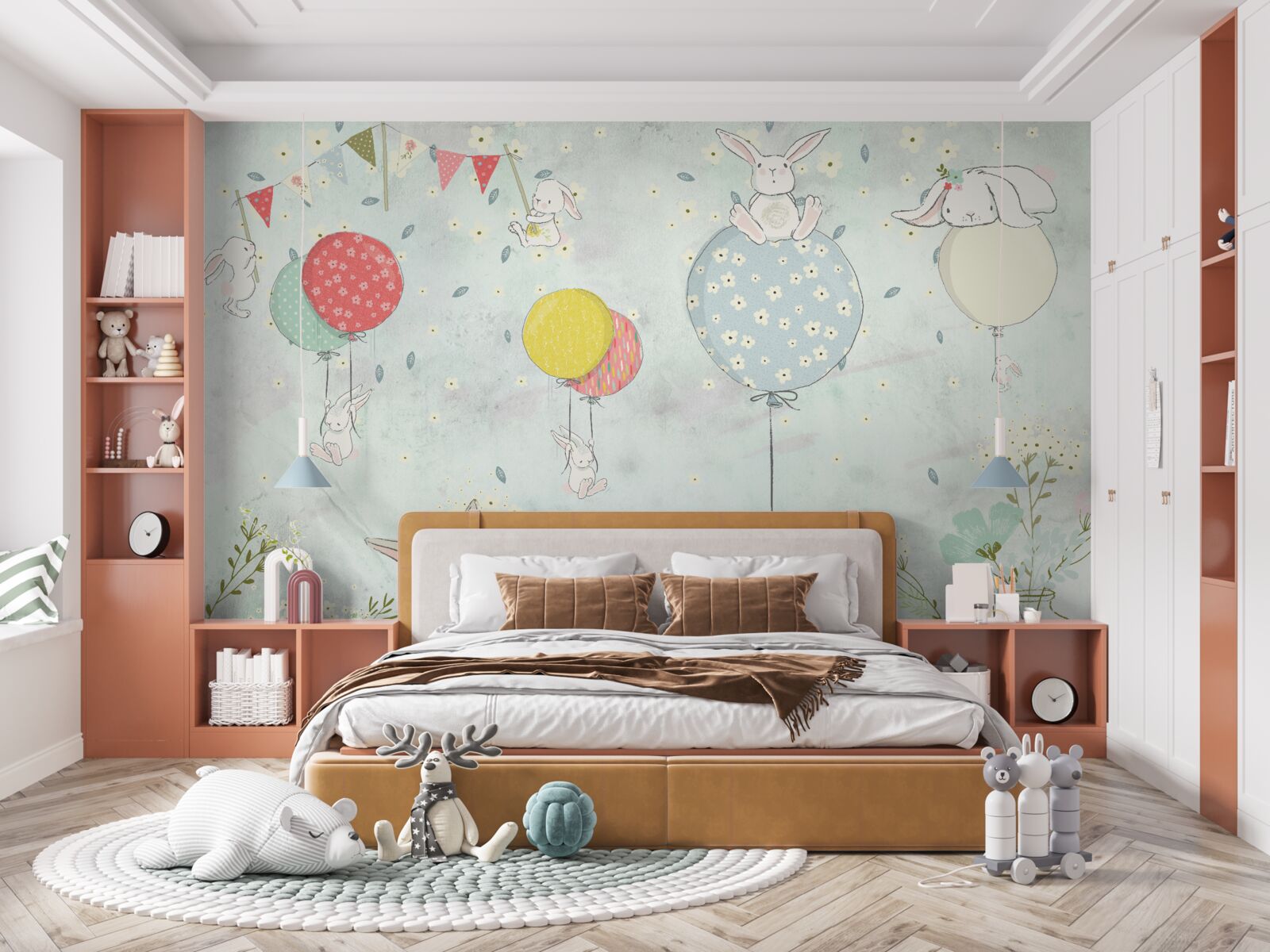 Fototapeta zajačikov v bielych guličkách