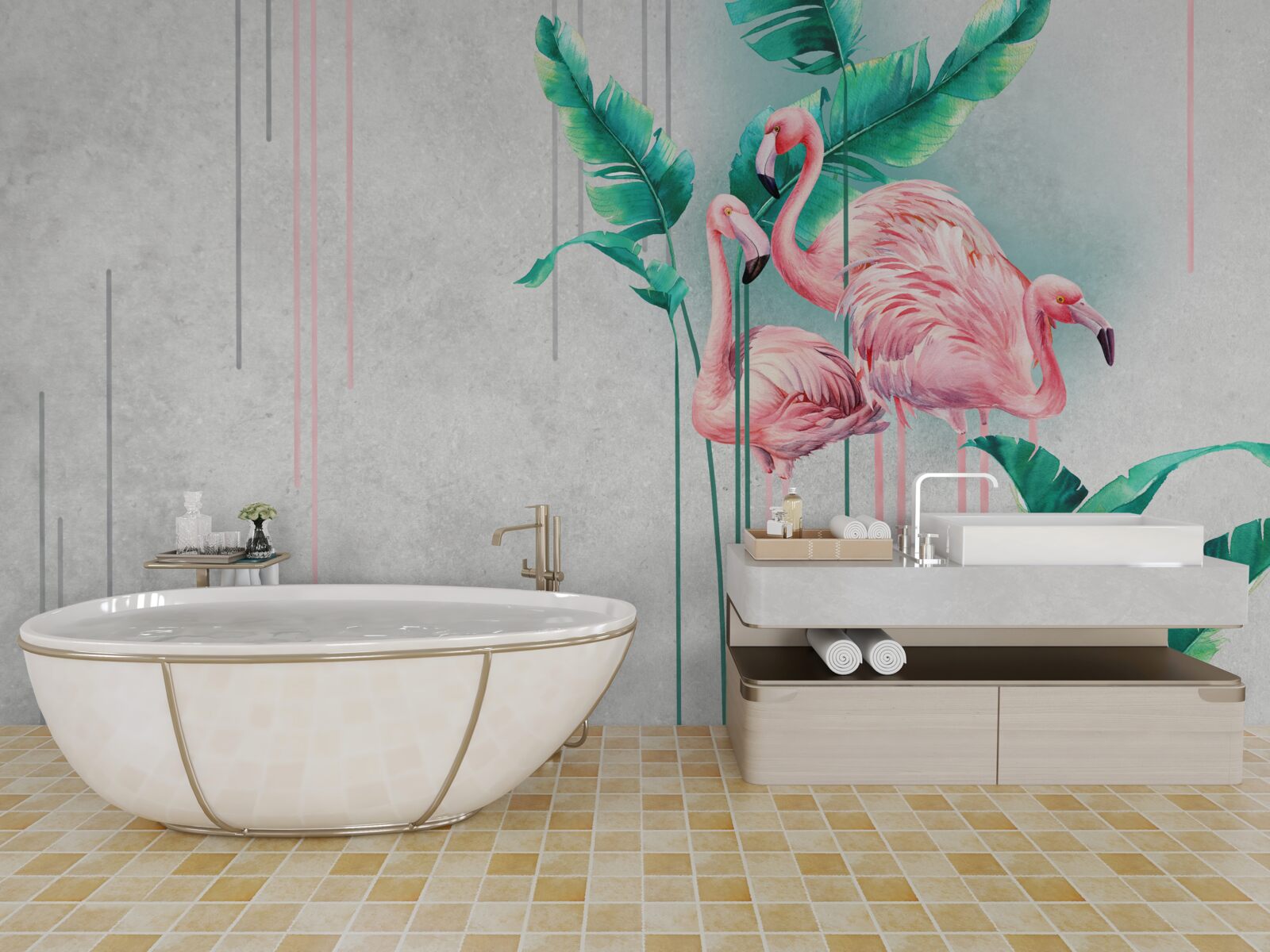 Fototapeta tropické ružové plameniaky