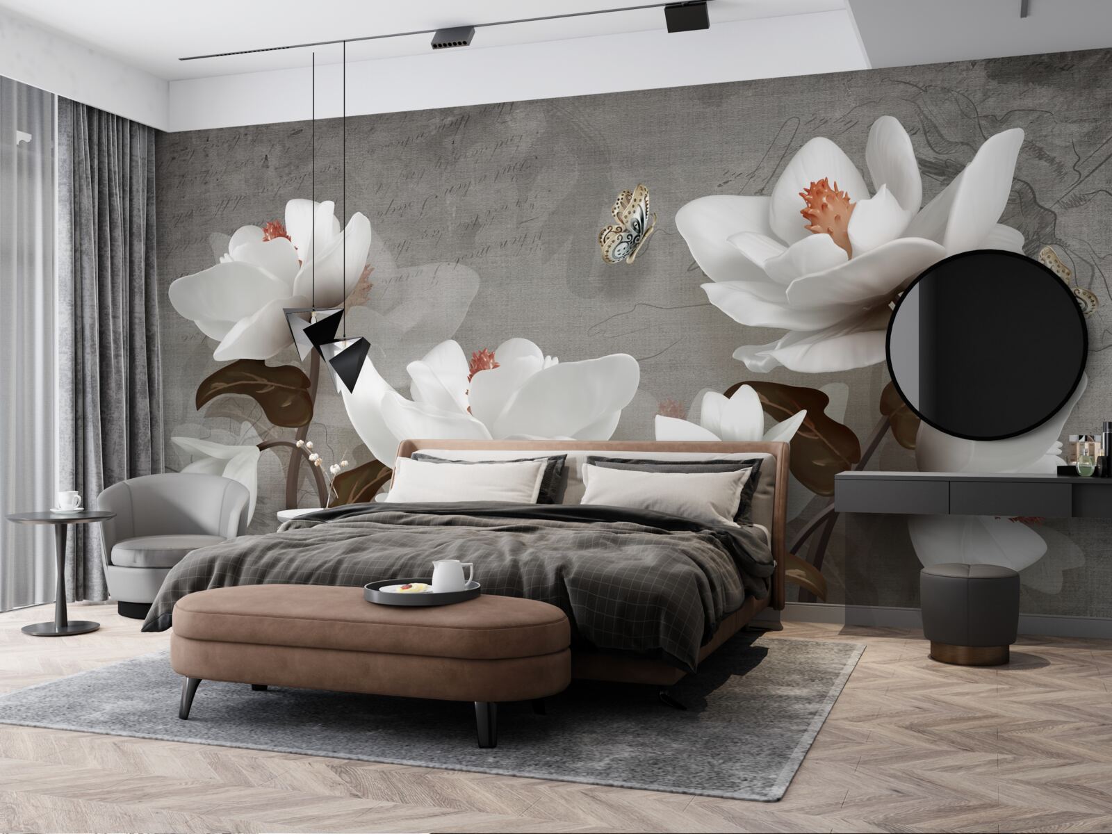 Fototapeta Moľa letiaca nad snehovo bielymi púčikmi