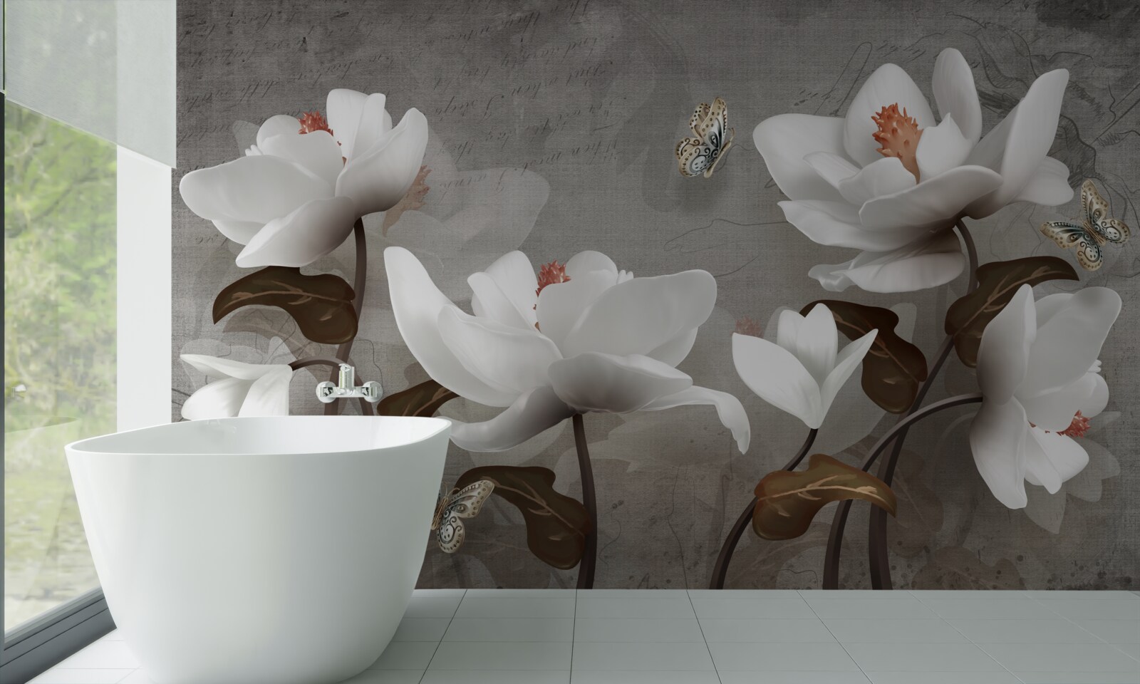 Fototapeta Moľa letiaca nad snehovo bielymi púčikmi