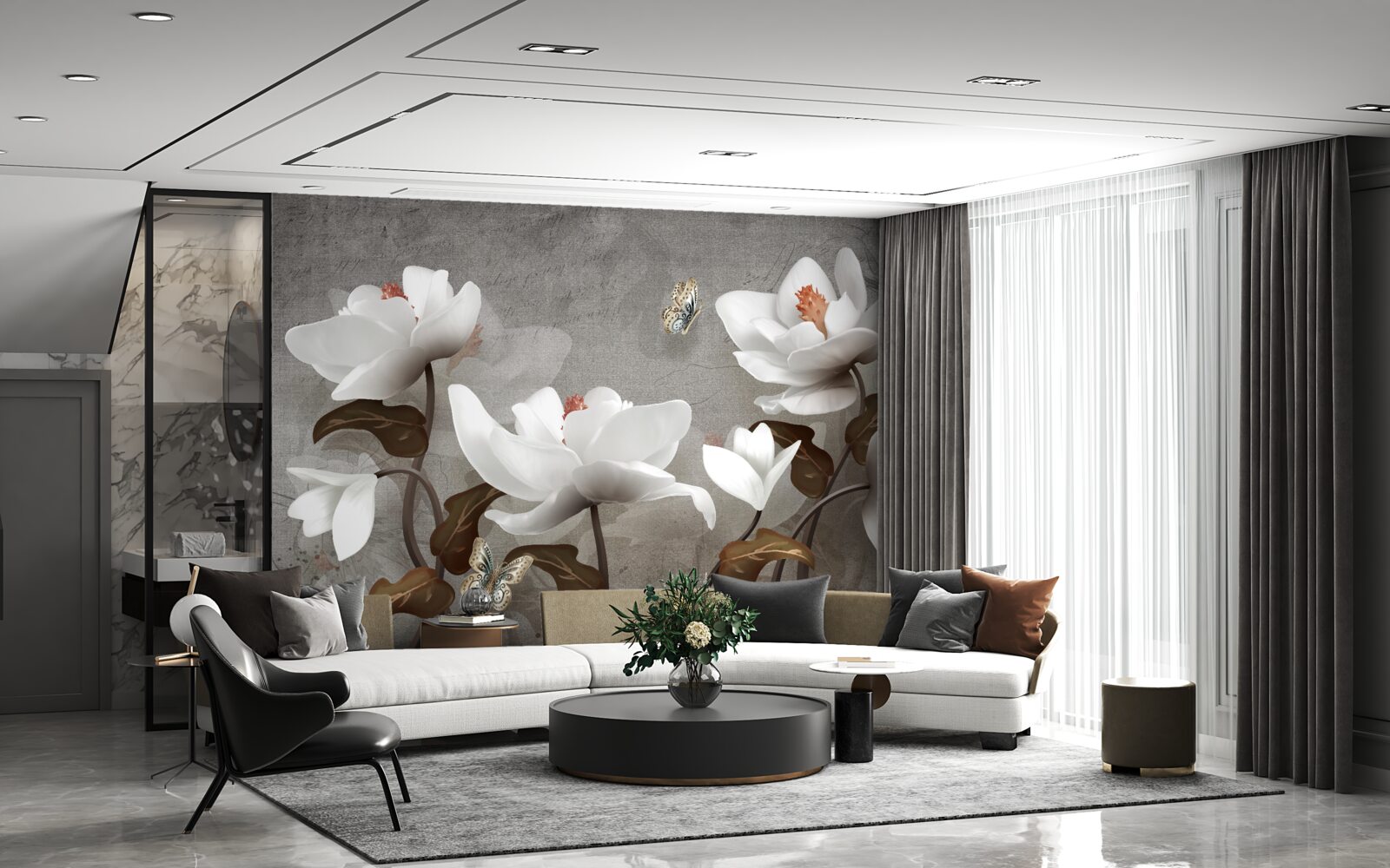 Fototapeta Moľa letiaca nad snehovo bielymi púčikmi