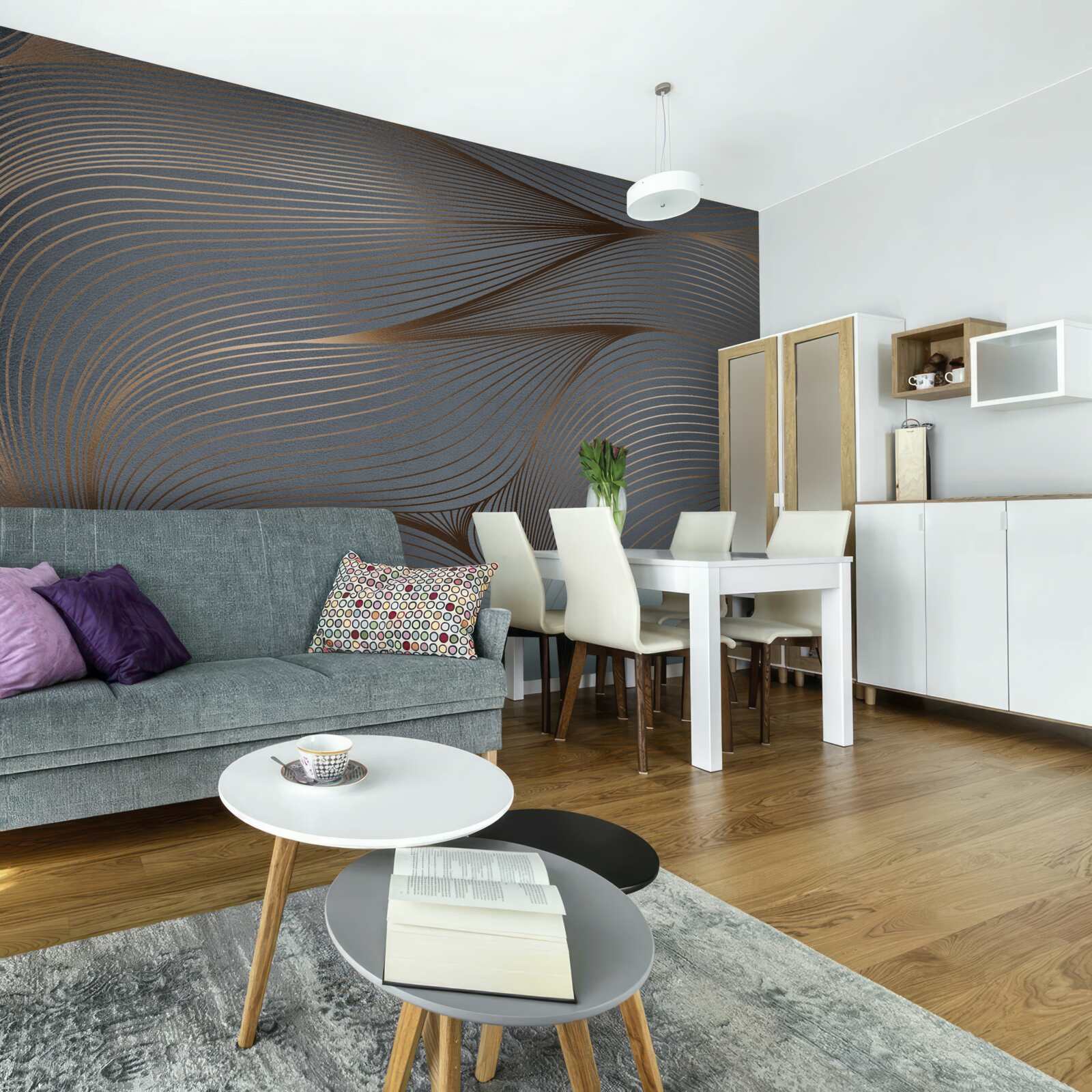 Fototapeta abstraktné línie s hladkosťou a zlatými okrajmi