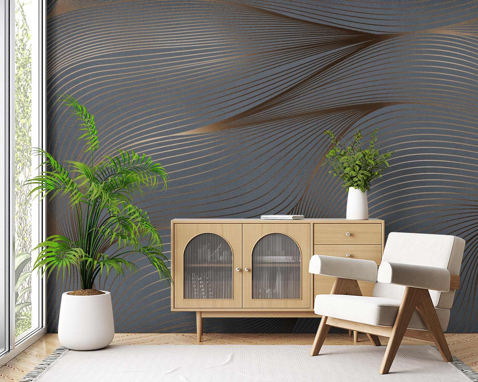 Fototapeta abstraktné línie s hladkosťou a zlatými okrajmi