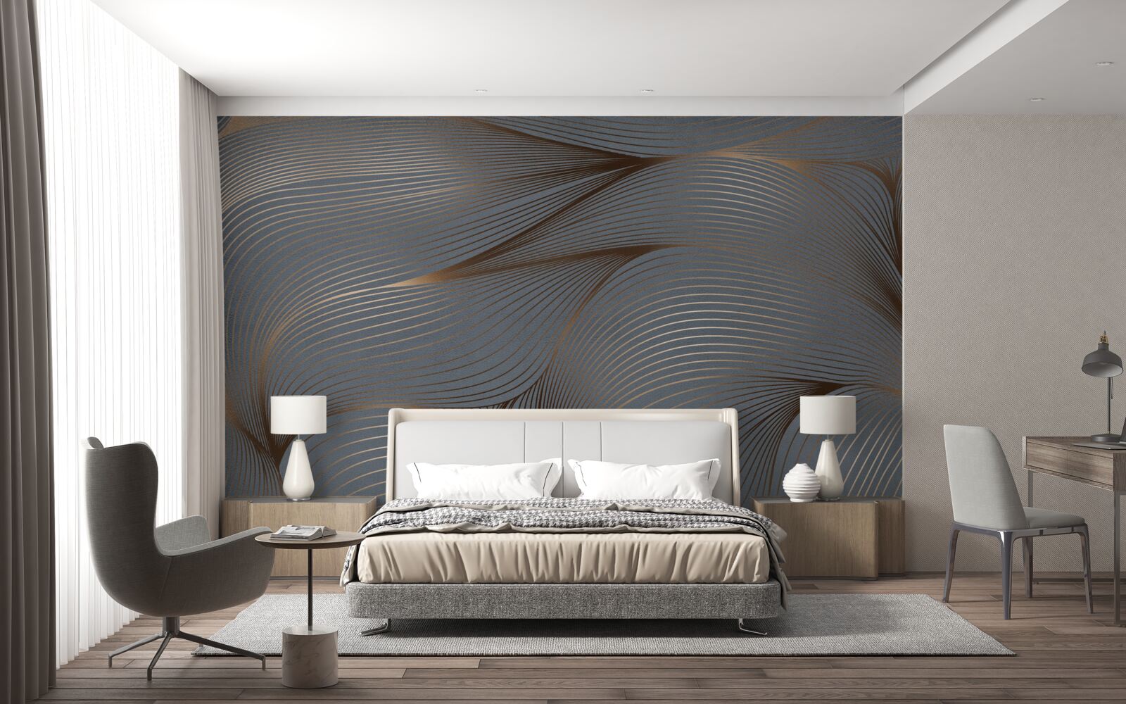 Fototapeta abstraktné línie s hladkosťou a zlatými okrajmi