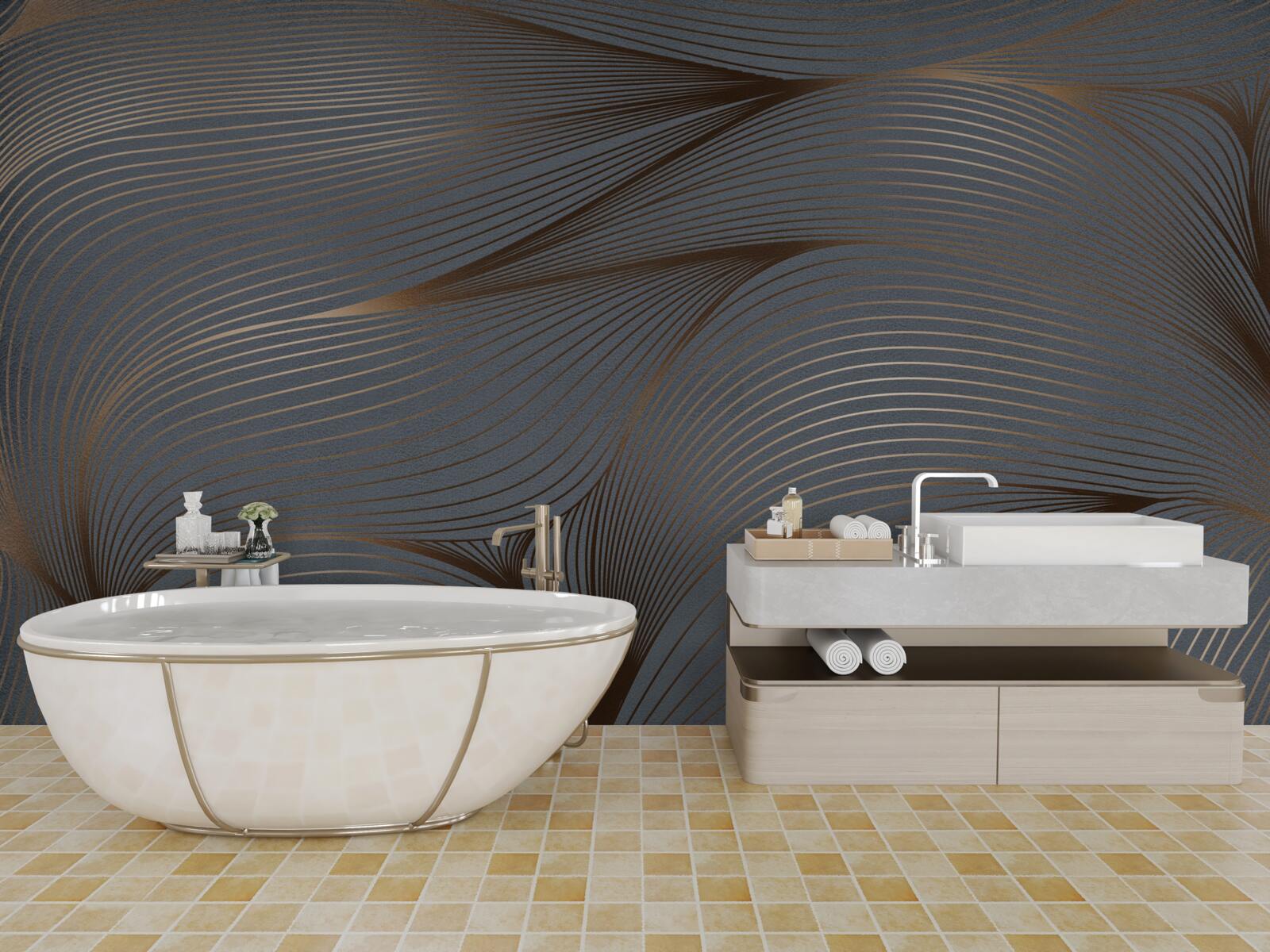 Fototapeta abstraktné línie s hladkosťou a zlatými okrajmi