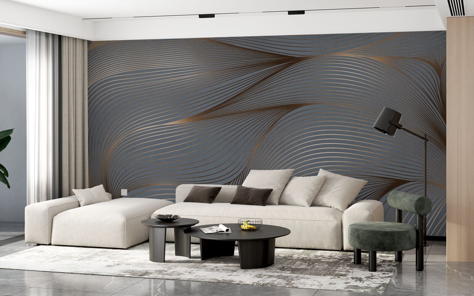 Fototapeta abstraktné línie s hladkosťou a zlatými okrajmi