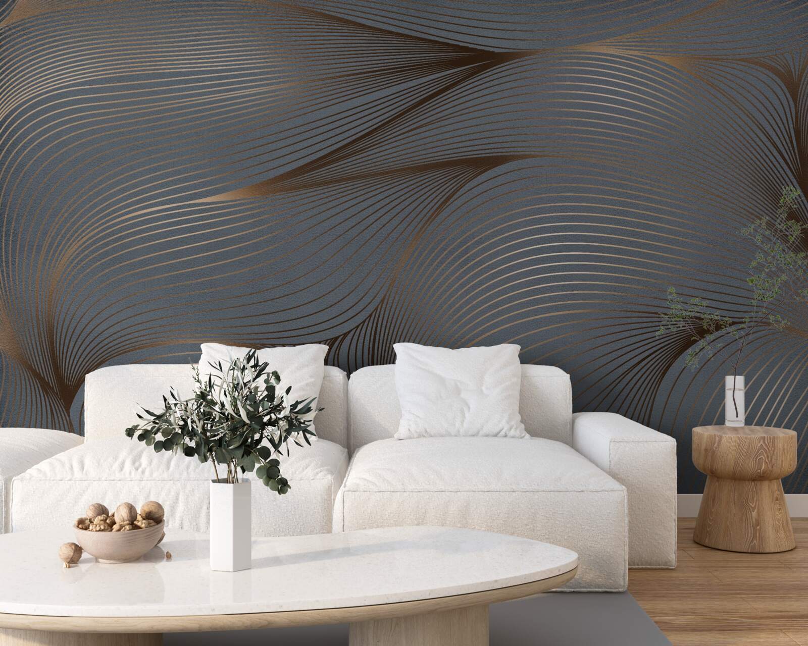 Fototapeta abstraktné línie s hladkosťou a zlatými okrajmi