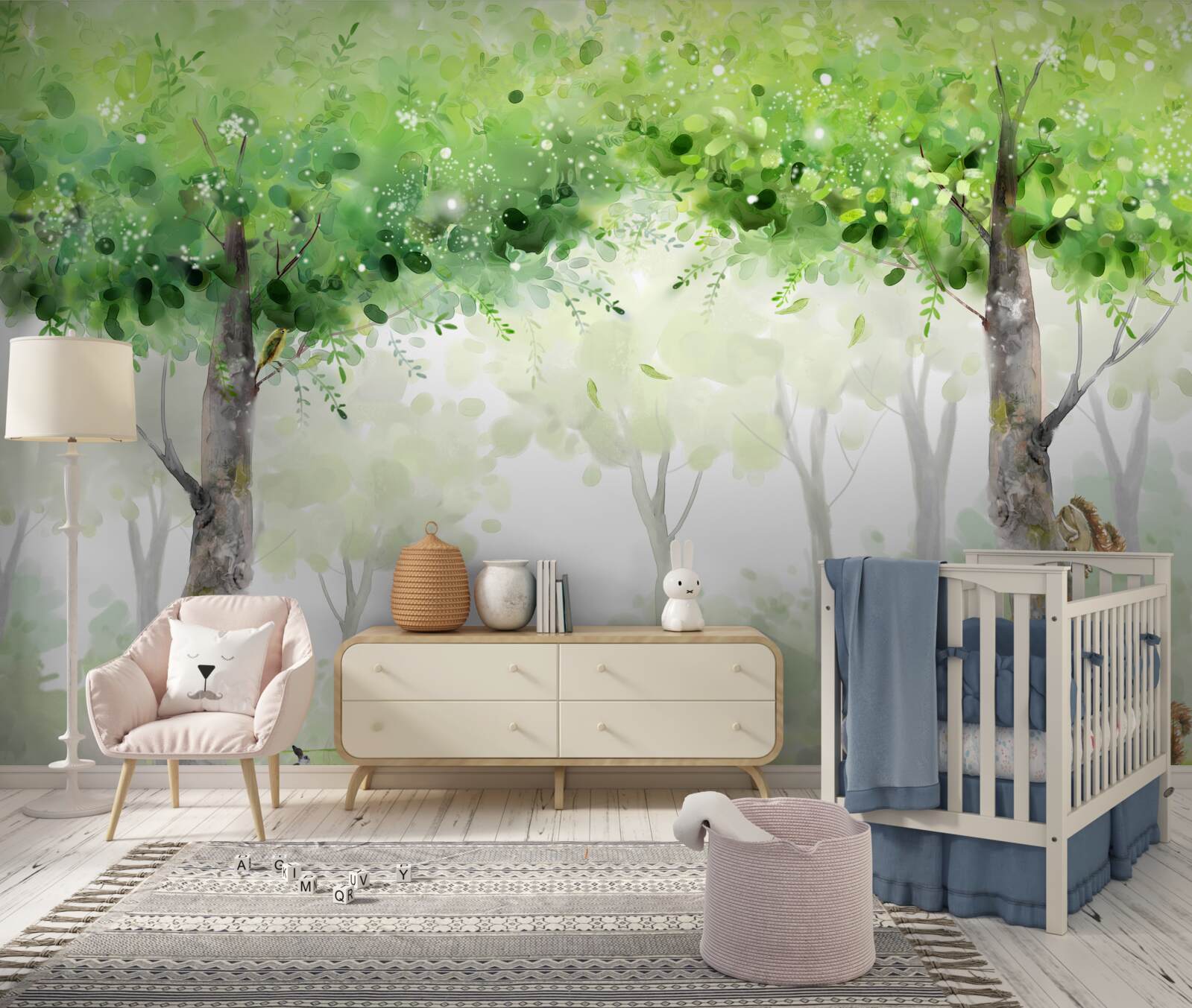 Fototapeta letný les maľovaný akvarelom