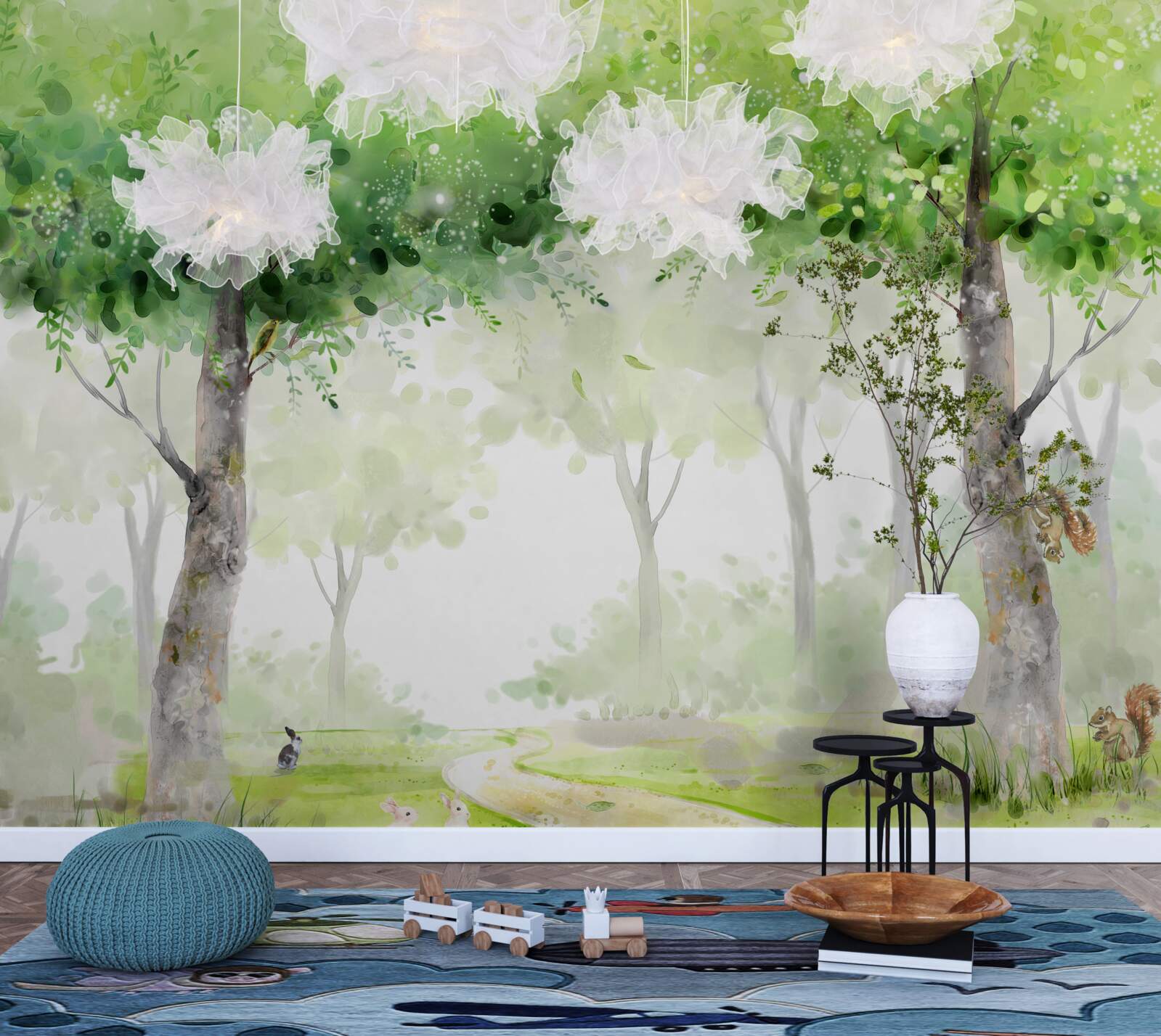 Fototapeta letný les maľovaný akvarelom