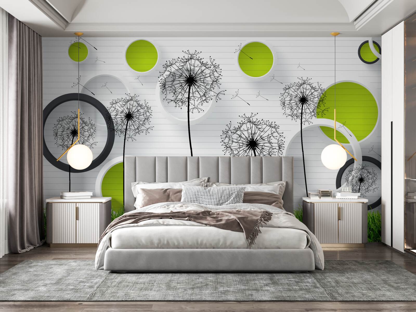 Fototapeta pasienok posiaty púpavami