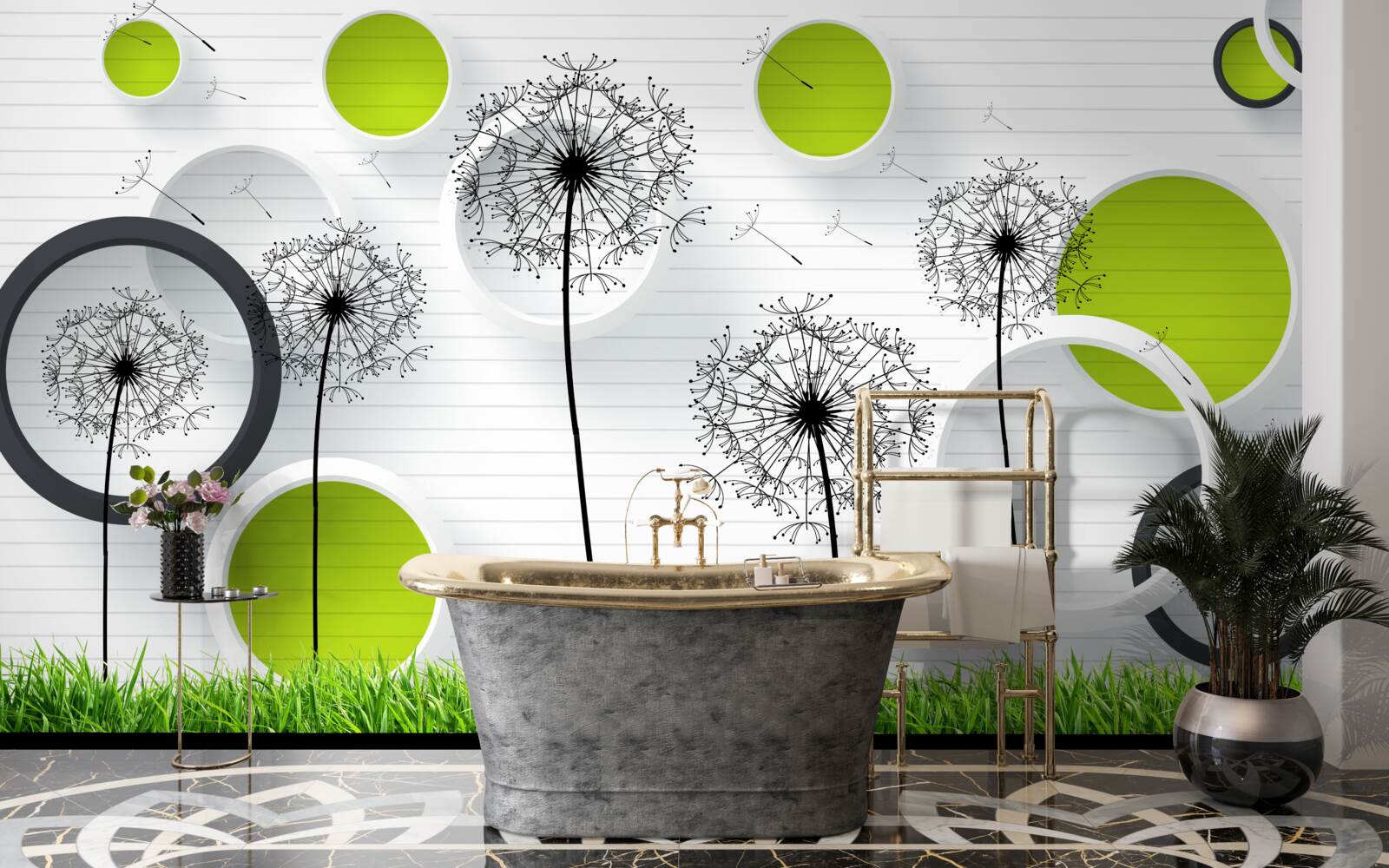 Fototapeta pasienok posiaty púpavami