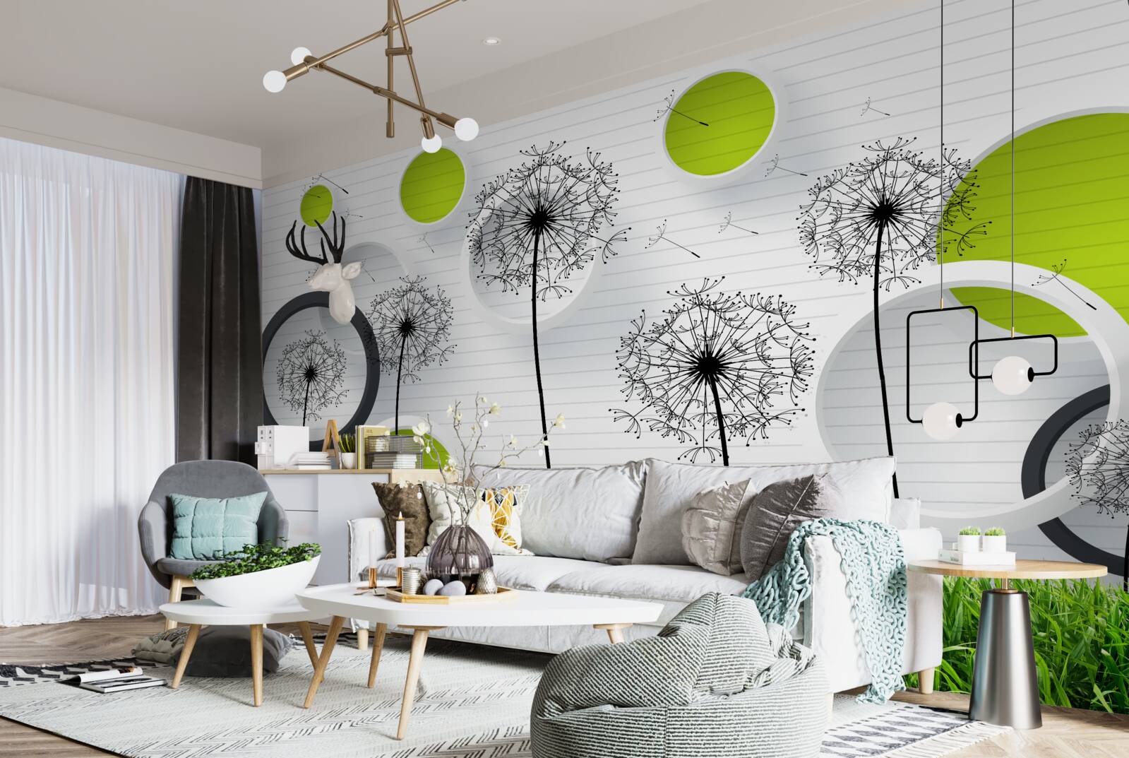 Fototapeta pasienok posiaty púpavami