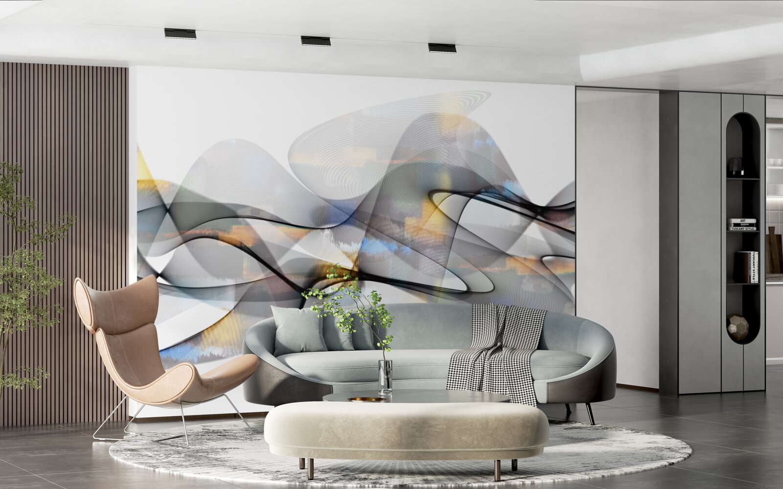 Fototapeta dymová štruktúra so zlatými prvkami