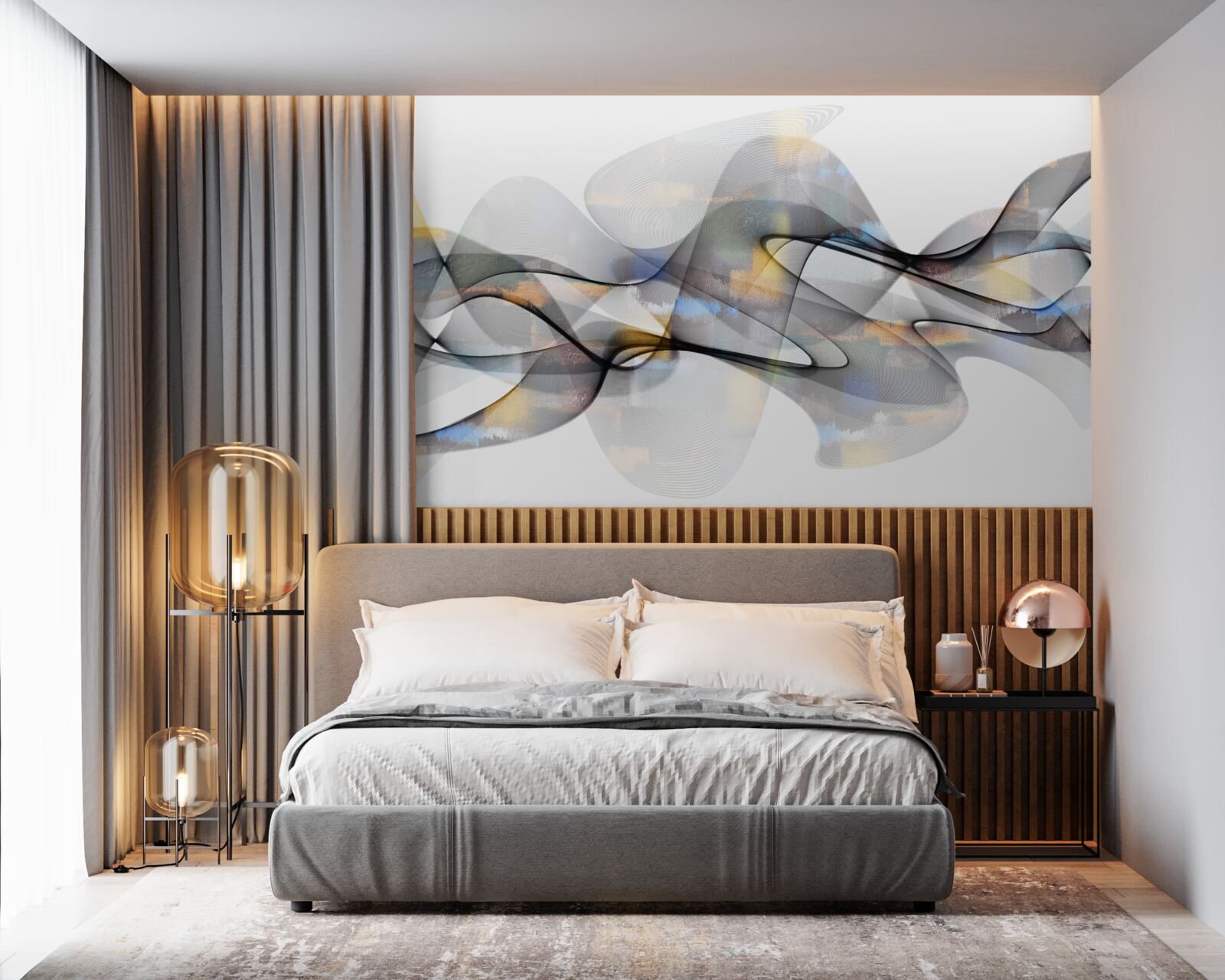 Fototapeta dymová štruktúra so zlatými prvkami