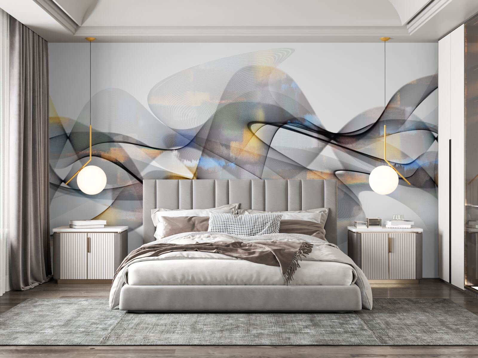 Fototapeta dymová štruktúra so zlatými prvkami