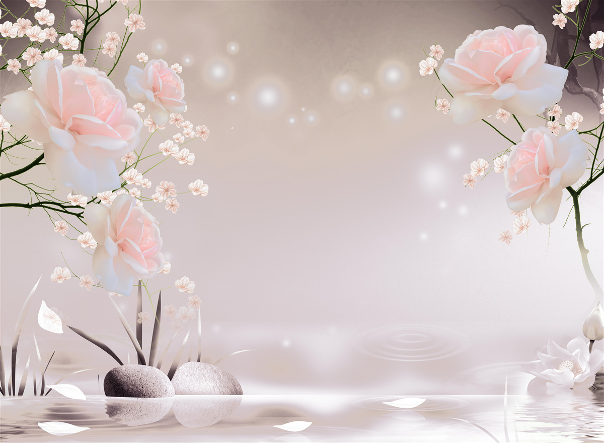 Fototapeta jemná ruža čajovej farby na konároch