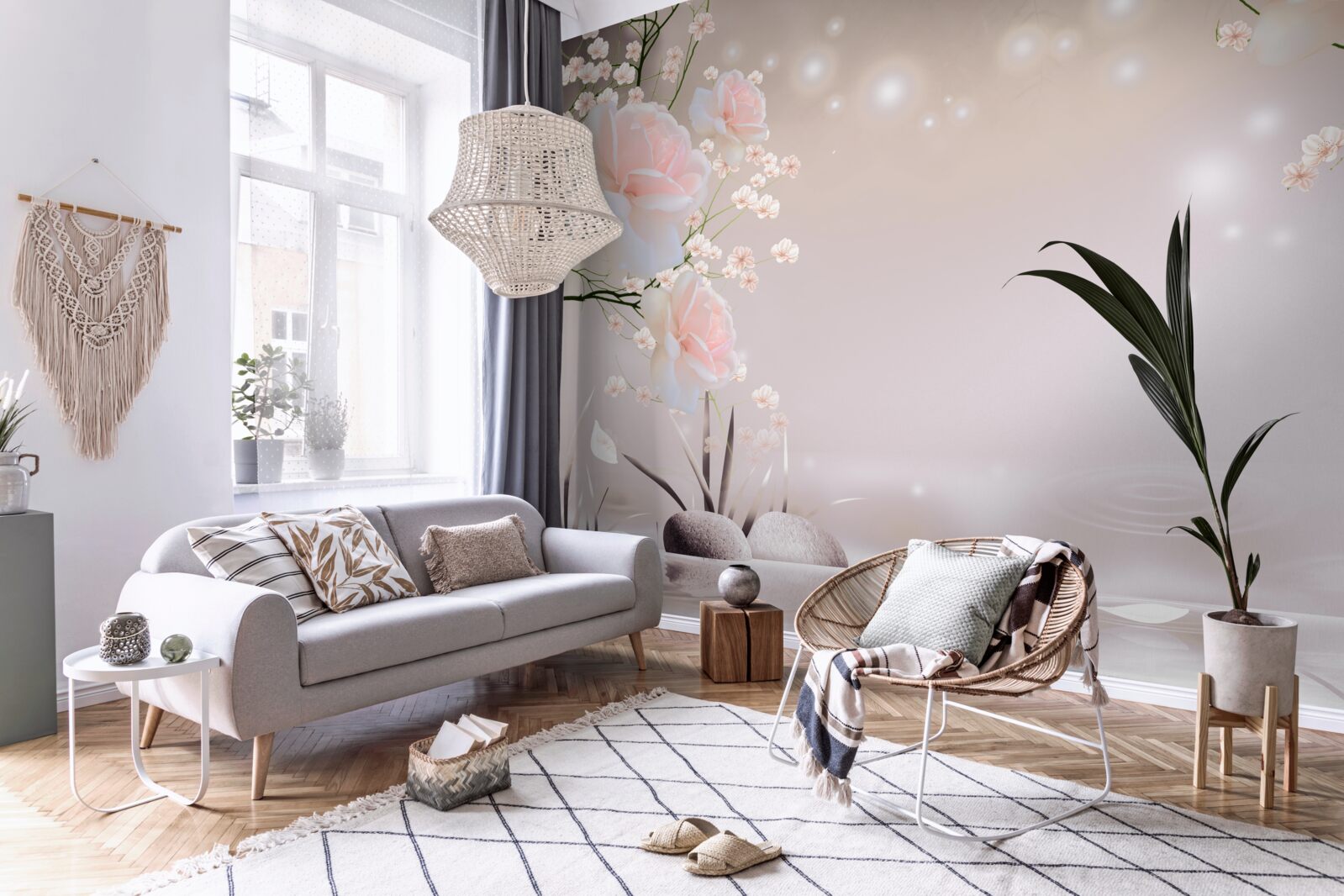 Fototapeta jemná ruža čajovej farby na konároch