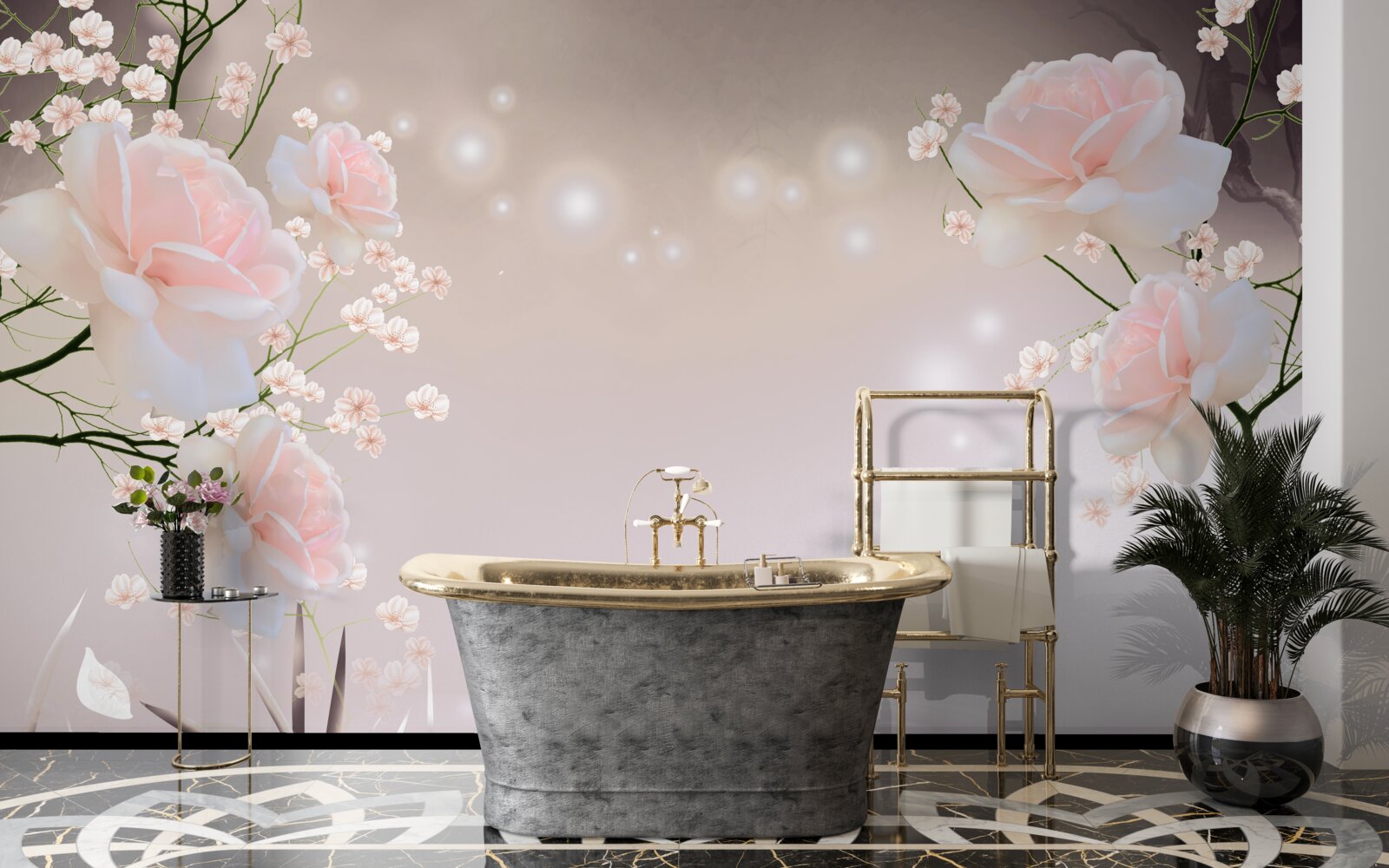 Fototapeta jemná ruža čajovej farby na konároch