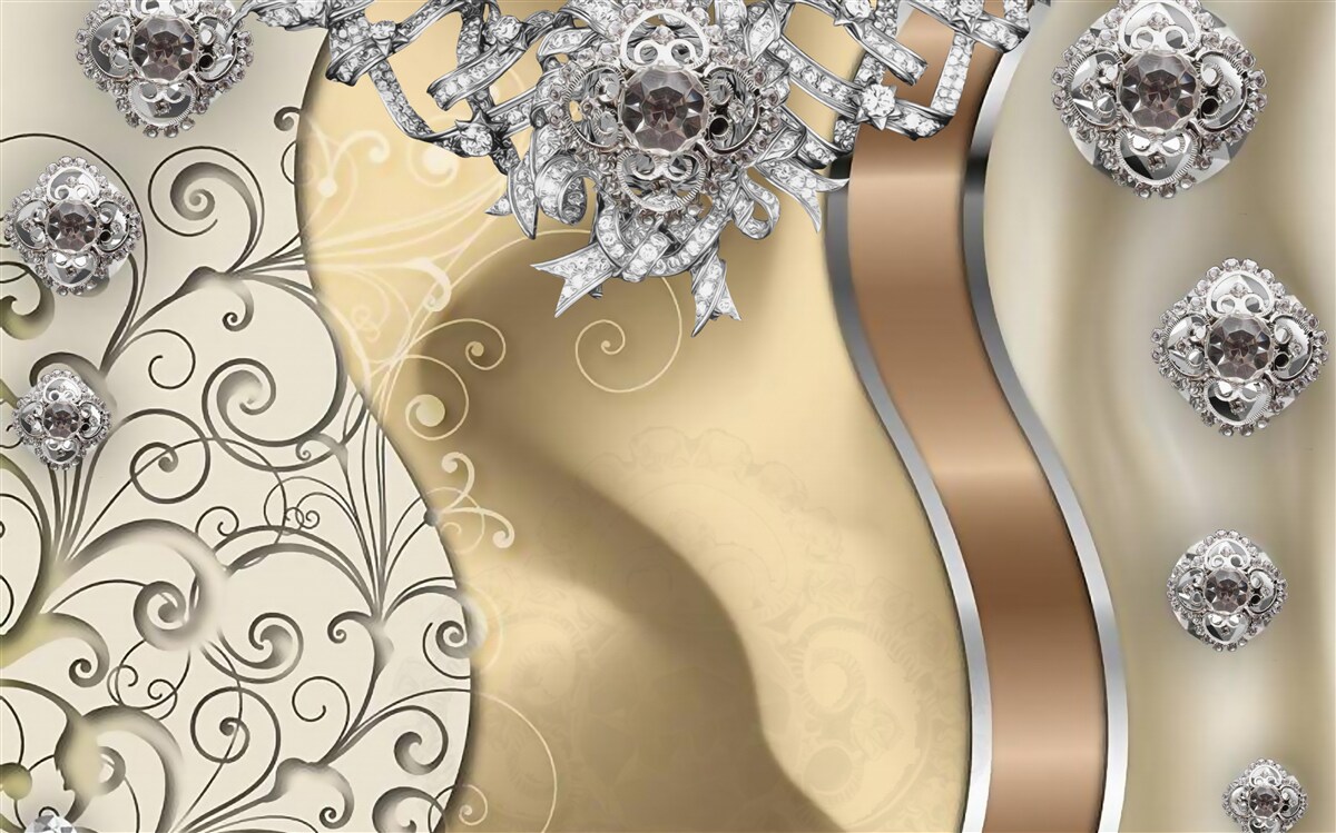 Fototapeta kvety zo striebra na zlate