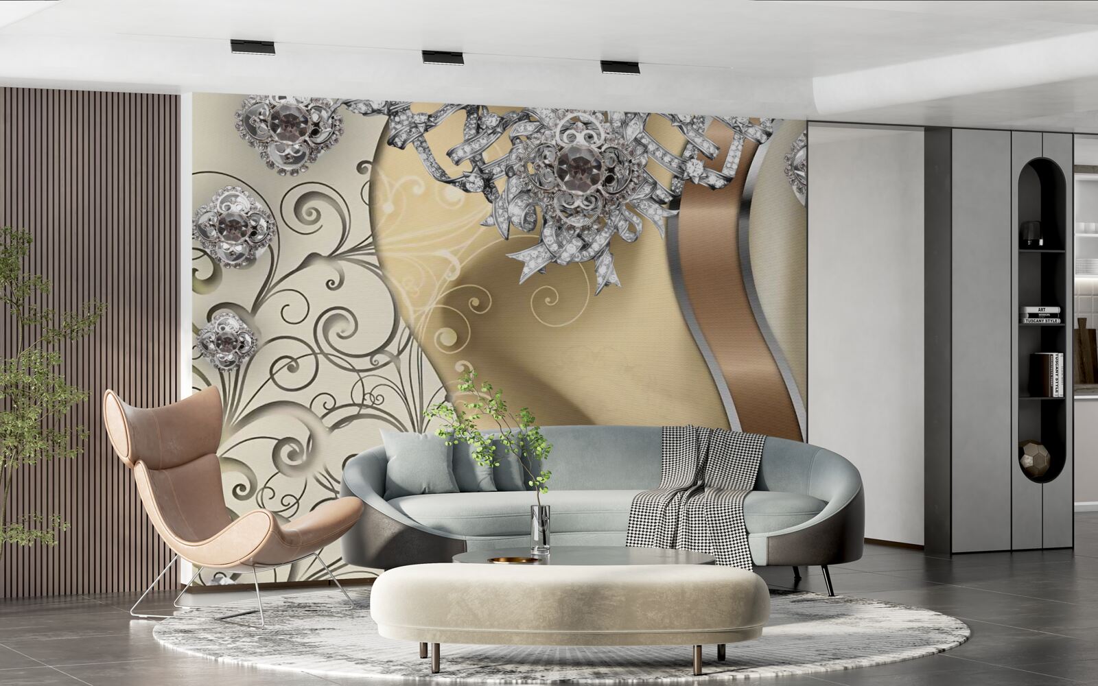 Fototapeta kvety zo striebra na zlate