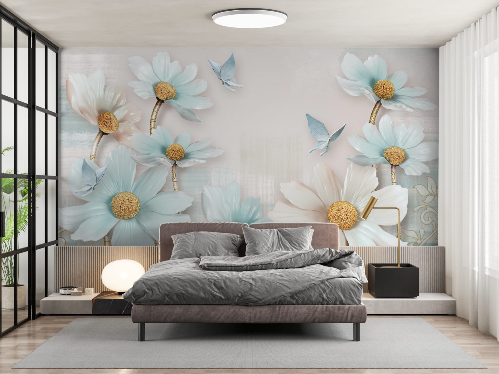 Fototapeta veľké bielo-modré kvety