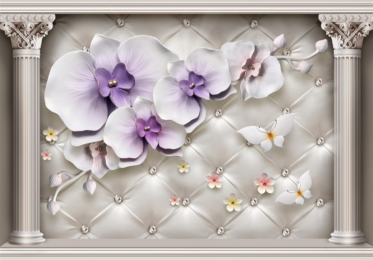 Fototapeta Snehobiela orchidea zdobená zlatom a perlami