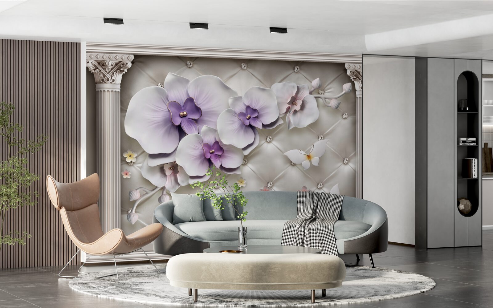 Fototapeta Snehobiela orchidea zdobená zlatom a perlami