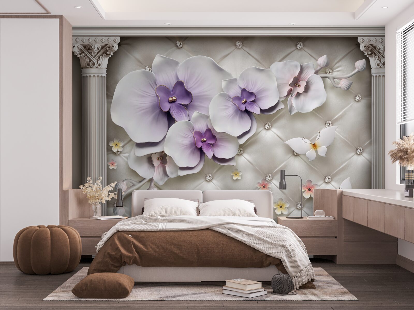 Fototapeta Snehobiela orchidea zdobená zlatom a perlami