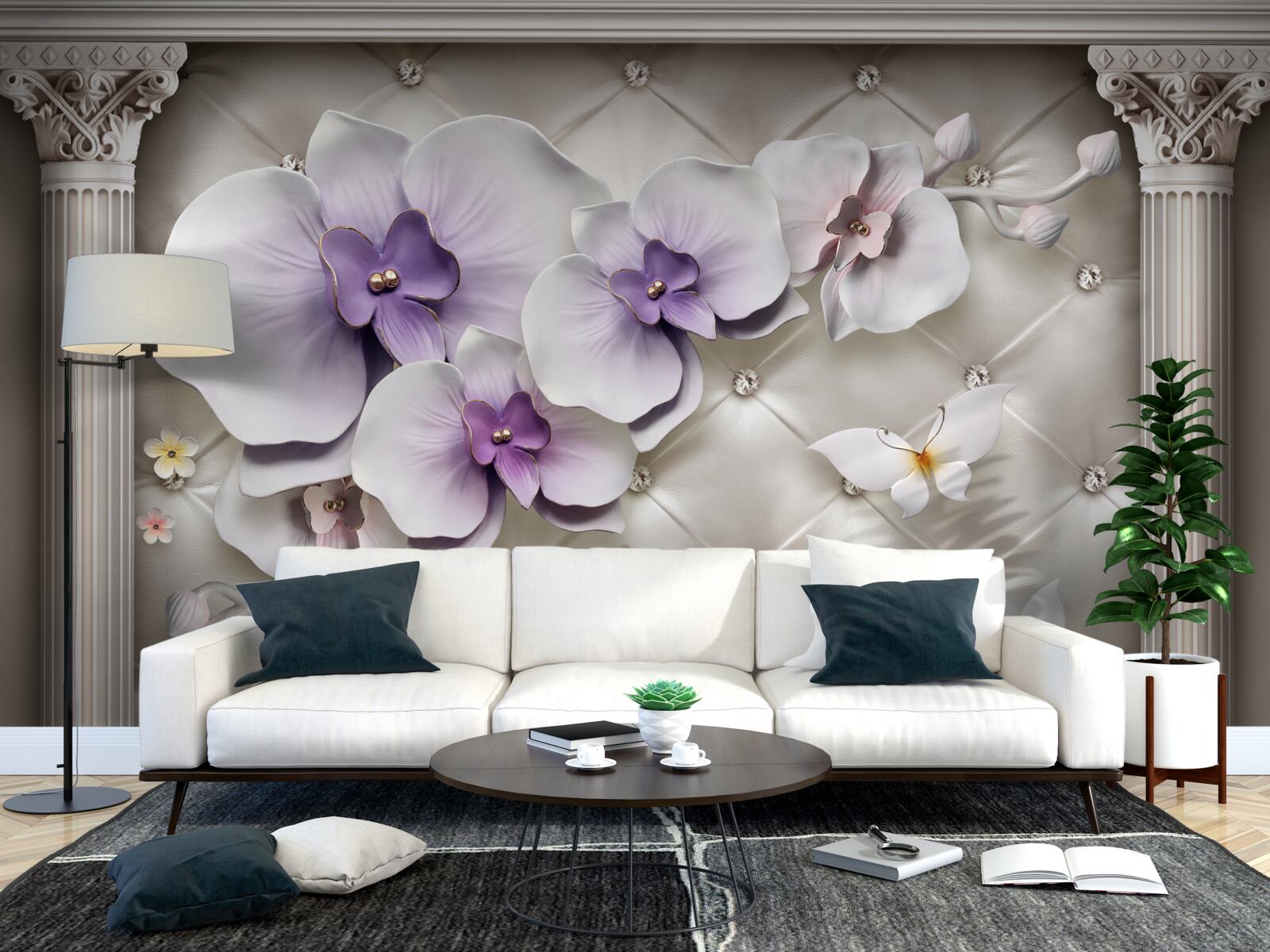 Fototapeta Snehobiela orchidea zdobená zlatom a perlami