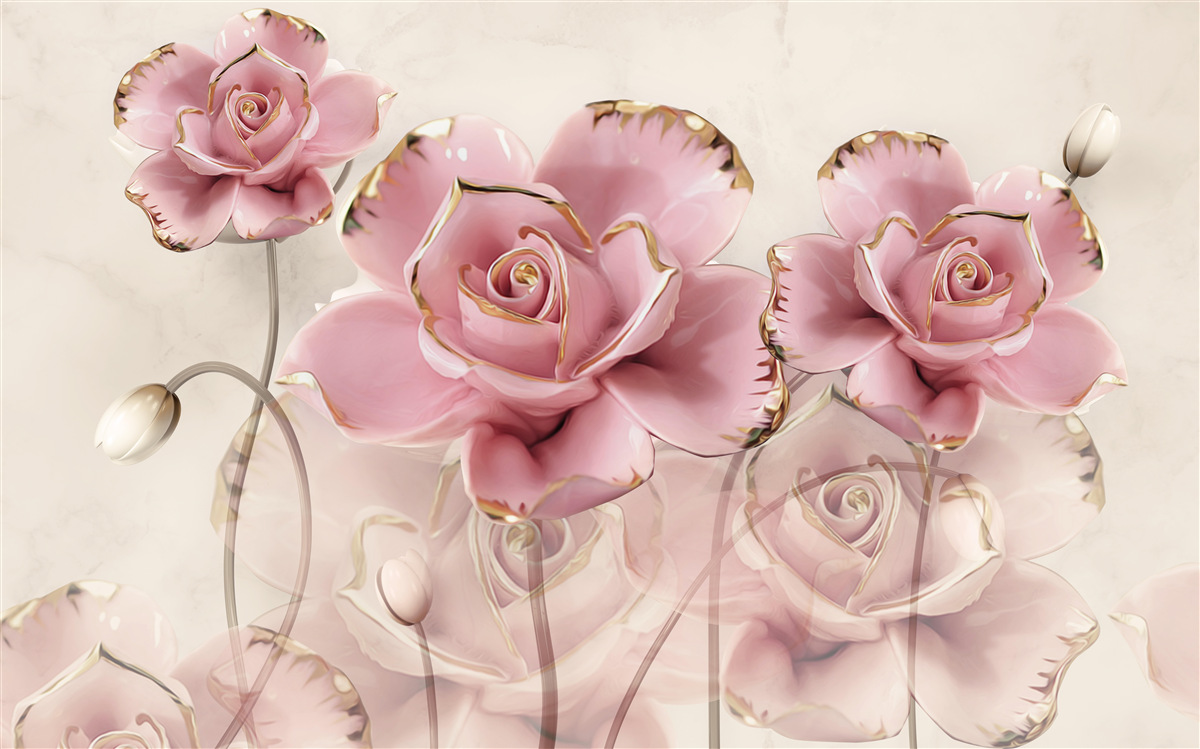 Fototapeta štýlová ružová ruža s jemnými líčkami