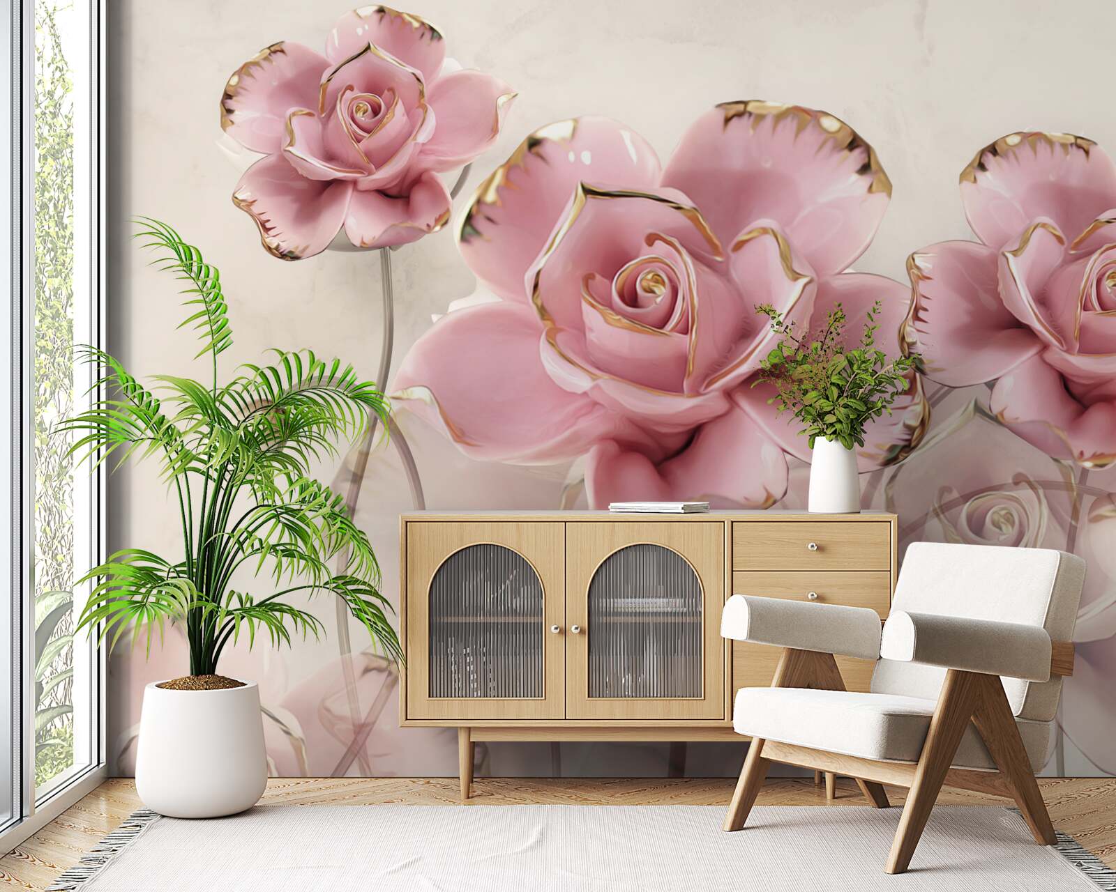 Fototapeta štýlová ružová ruža s jemnými líčkami