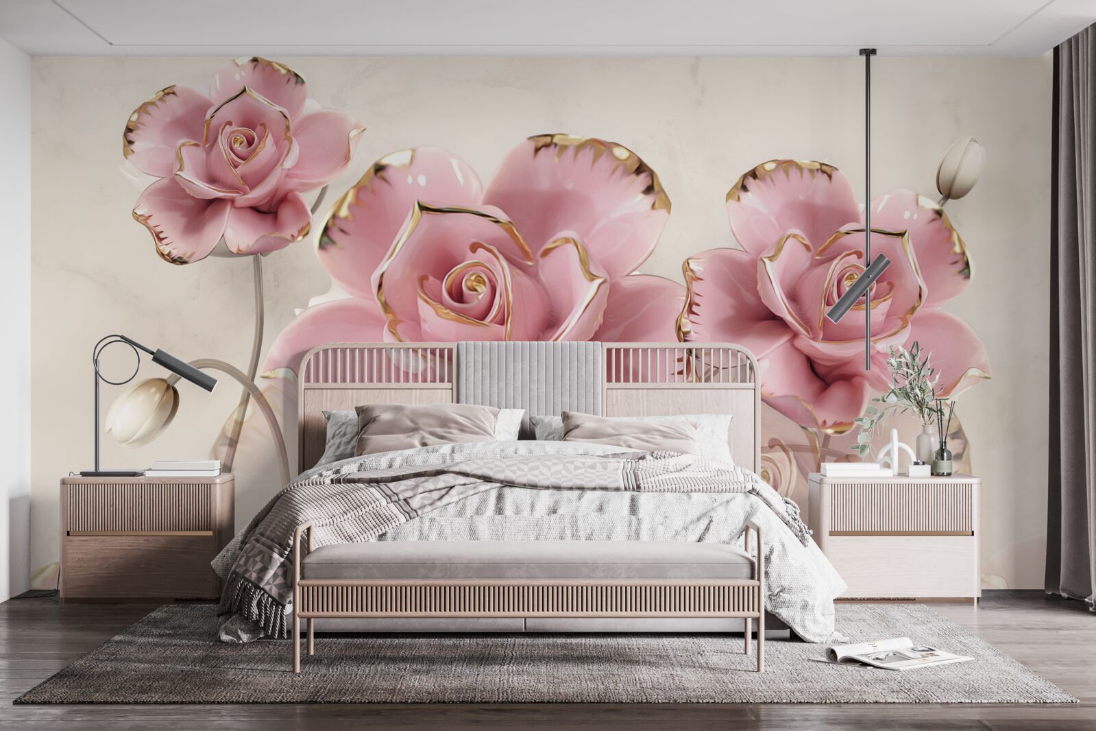 Fototapeta štýlová ružová ruža s jemnými líčkami