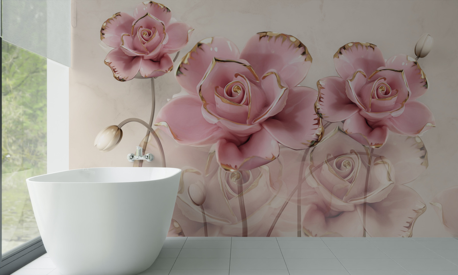 Fototapeta štýlová ružová ruža s jemnými líčkami