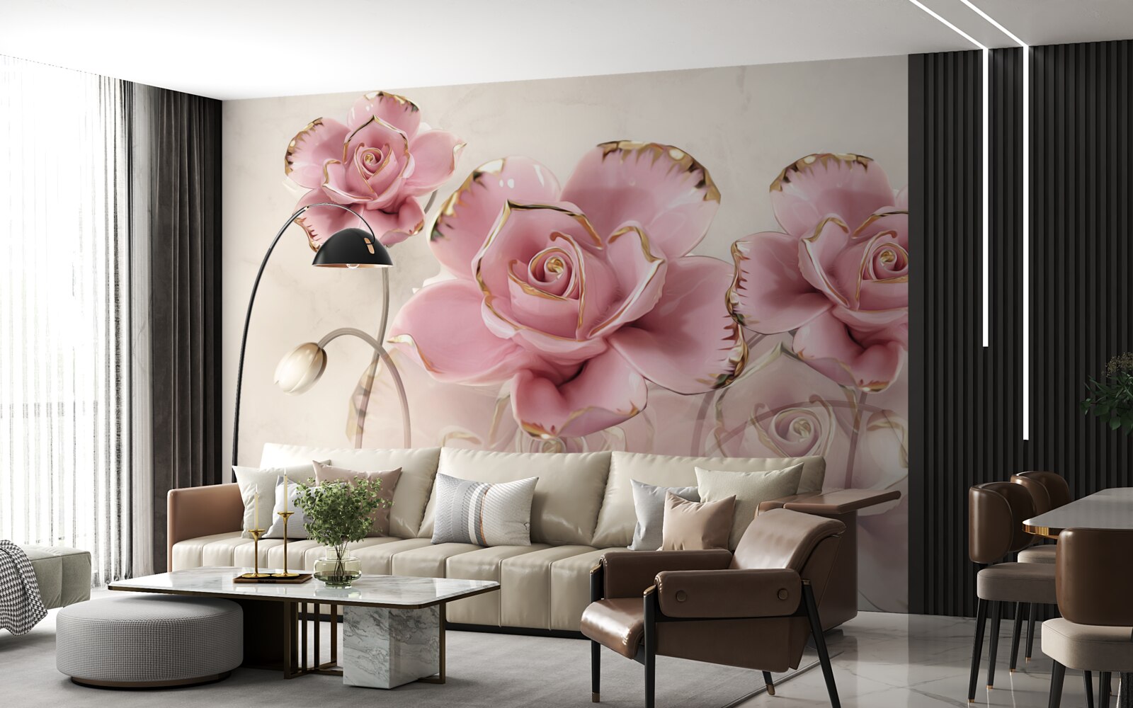 Fototapeta štýlová ružová ruža s jemnými líčkami