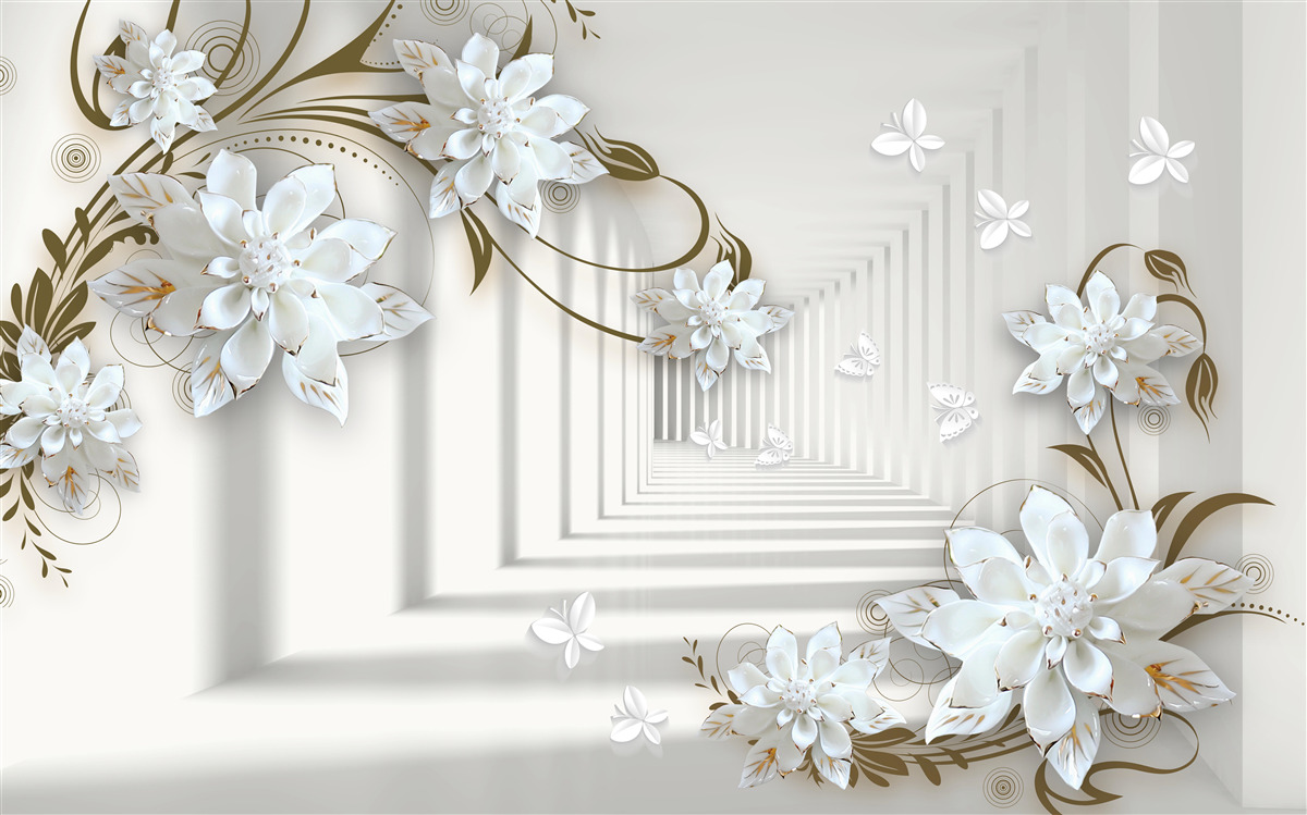 Fototapeta Pozdĺž panorámy tunela sa tiahnu zlatom obsypané konáre magnólie