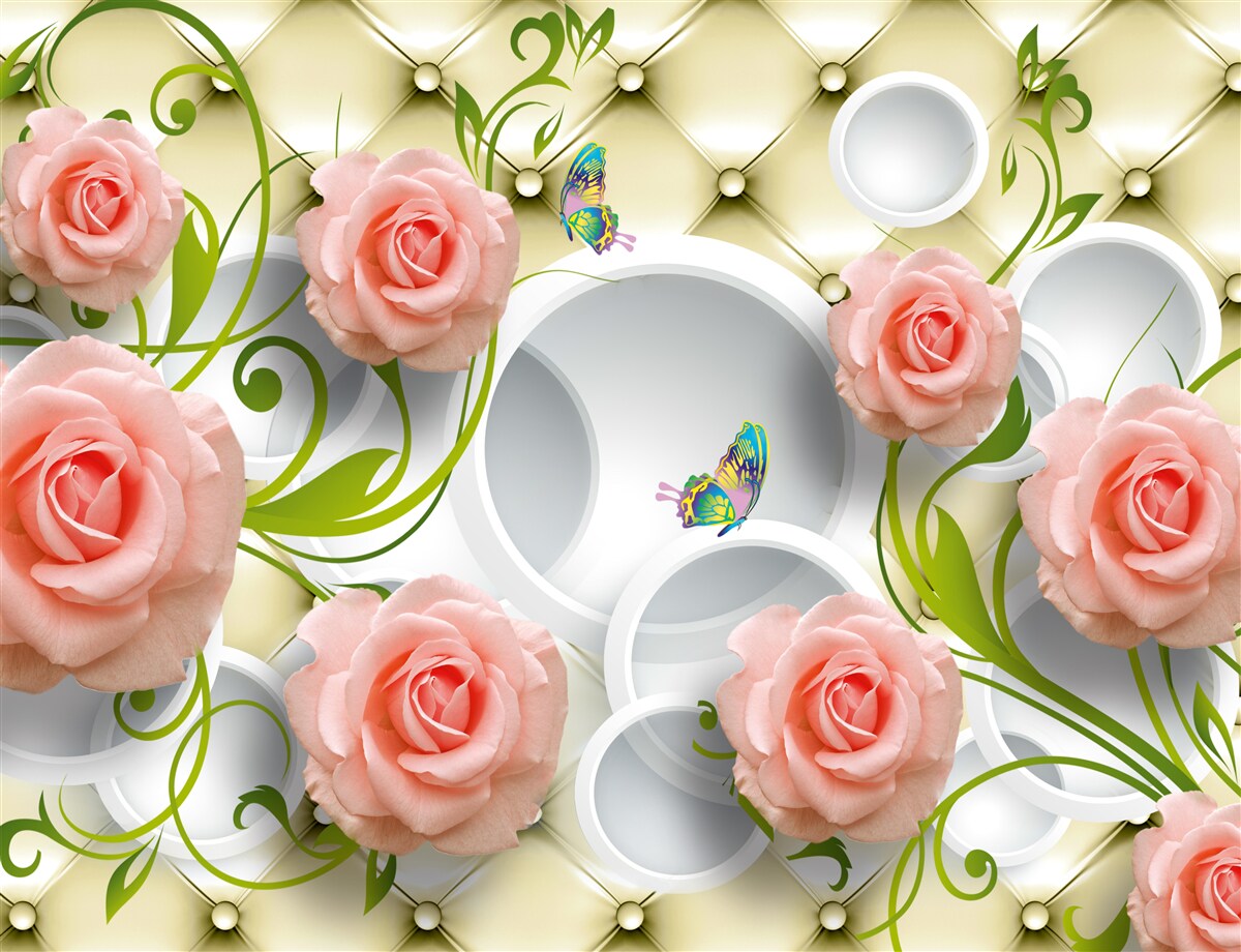 Fototapeta Na béžovom podklade je na konáriku ružová ruža