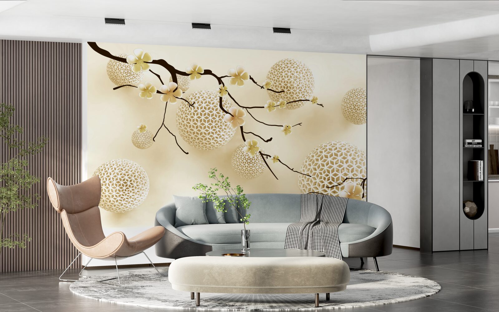 Fototapeta púčiky na konárikoch a zlaté gule