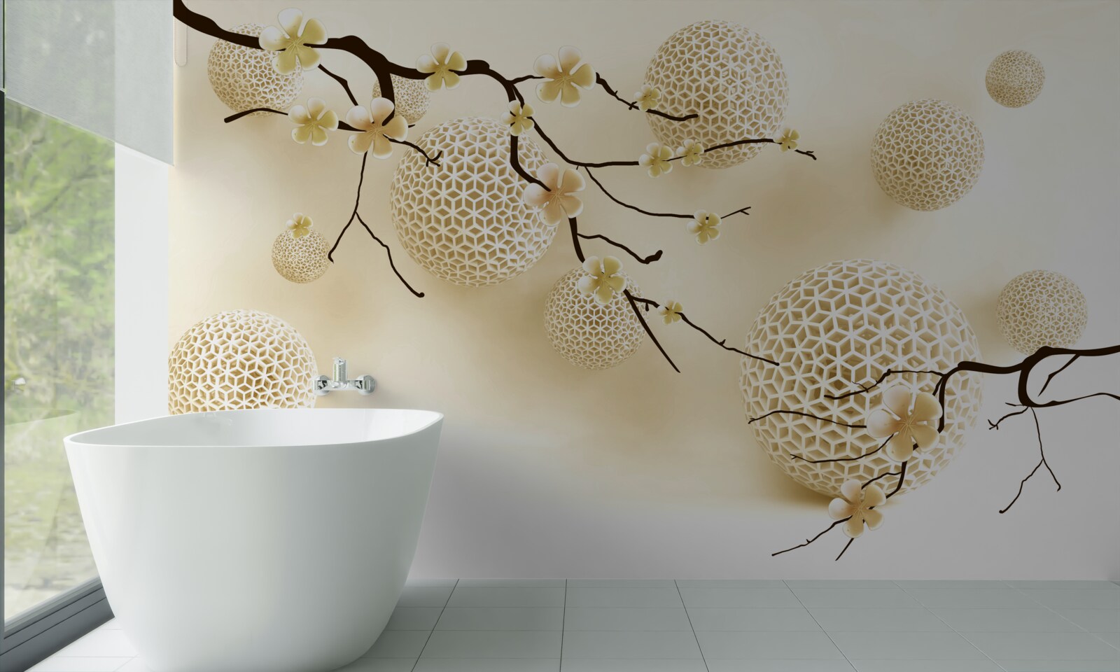 Fototapeta púčiky na konárikoch a zlaté gule