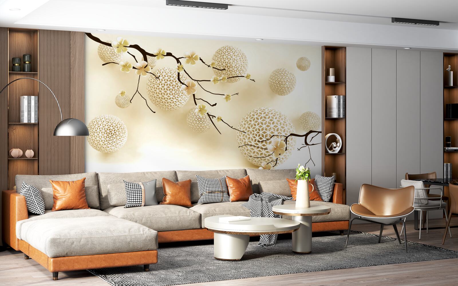 Fototapeta púčiky na konárikoch a zlaté gule