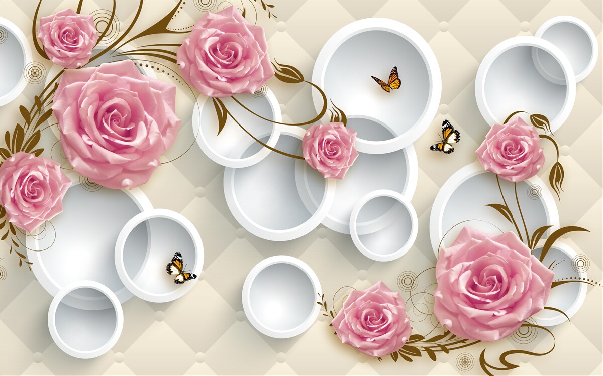 Fototapeta na geometrickom pozadí jemná ruža v ružovom kríku