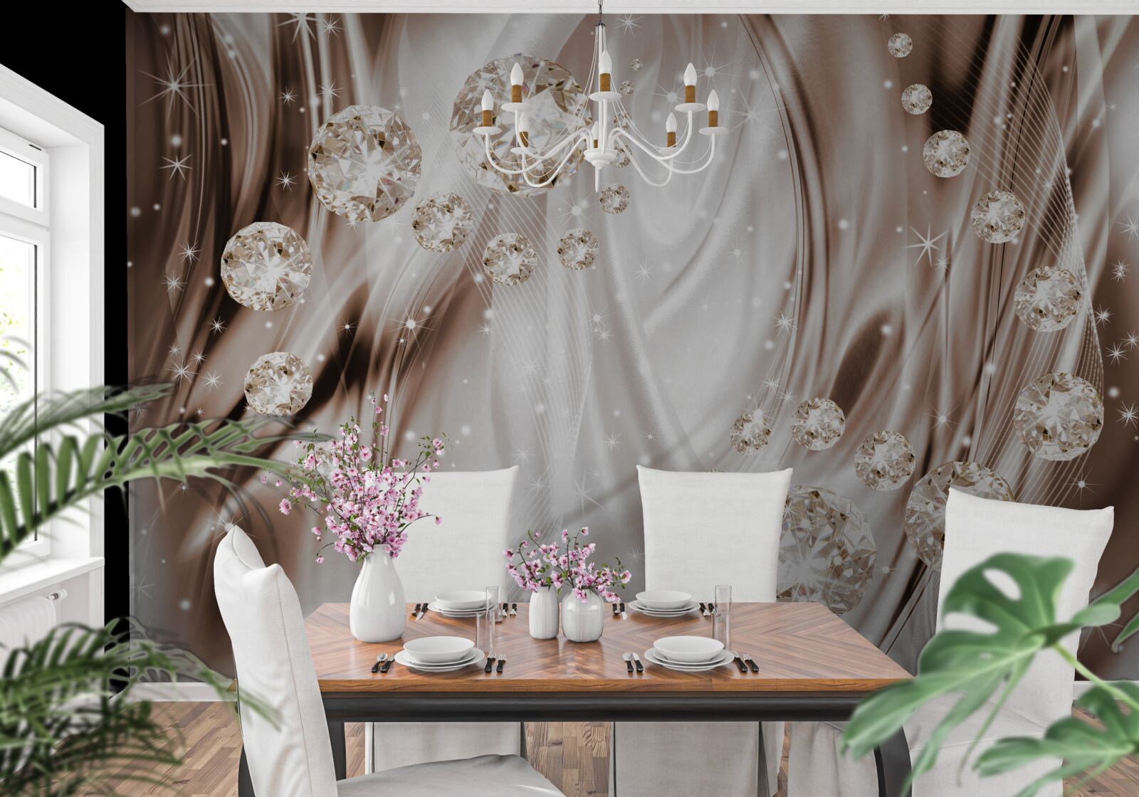 Fototapeta hnedý hodváb so zlatými doplnkami